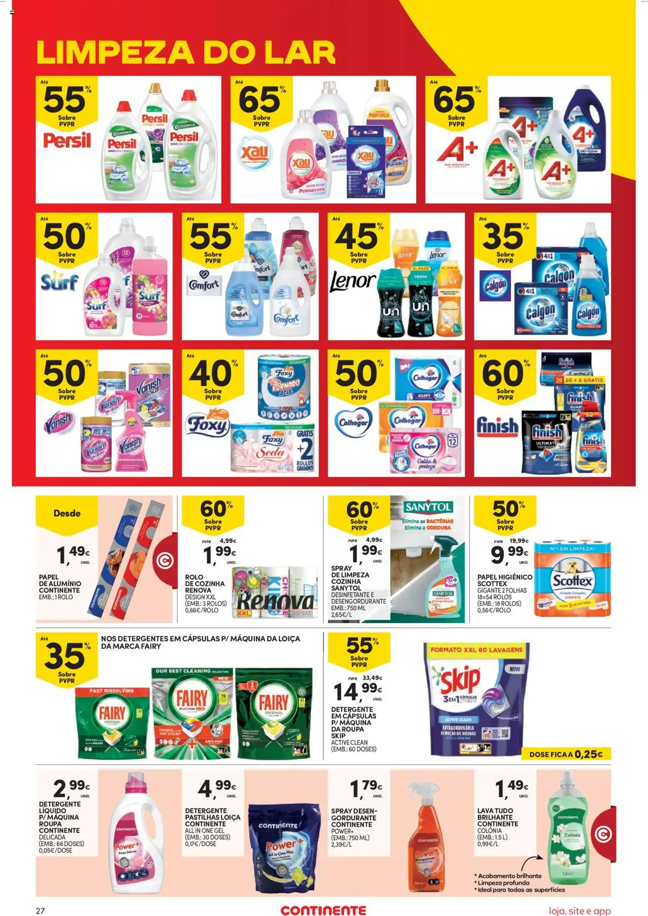 Continente Semanal Continente Bom Dia │ válido de 05.08.2025 | Página: 27 | Produtos: Papel higiénico, Papel de alumínio, Detergente, Persil