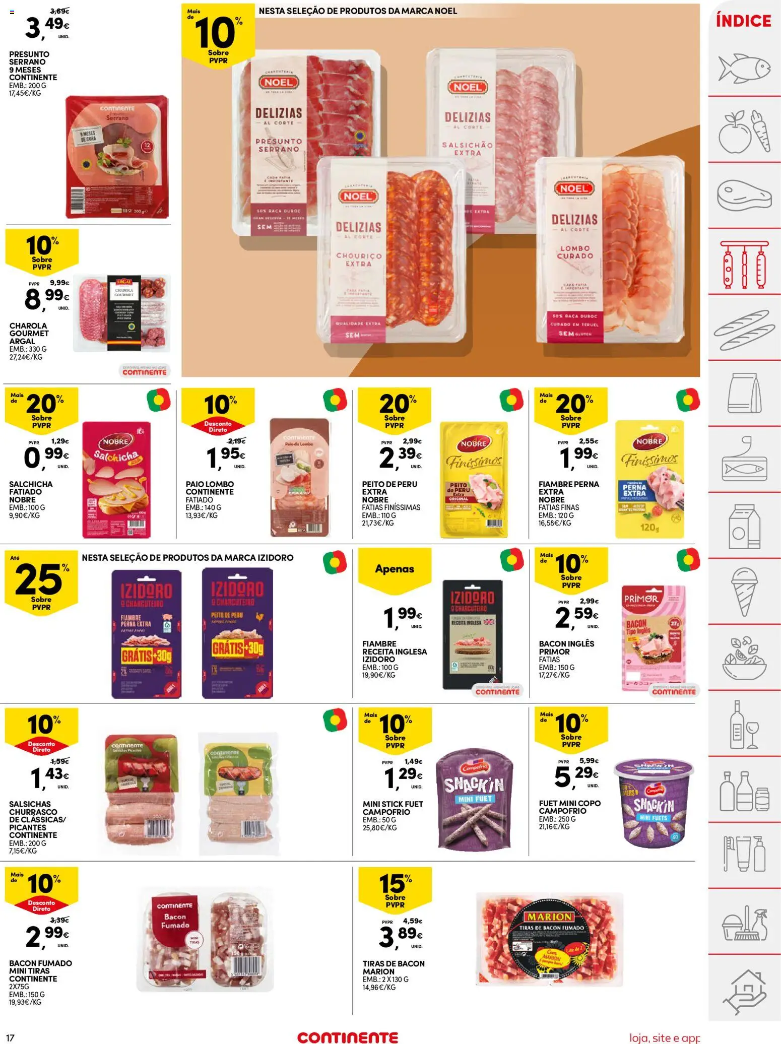 Continente folheto │ válido de 16.12.2025 | Página: 17 | Produtos: Bacon, Peru, Lombo, Chouriço