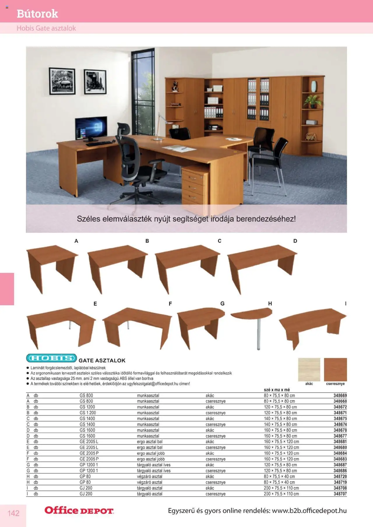 Office Depot akciós ujság - amely érvényes a következő dátumtól: 10.04.2025 | Oldal: 142 | Termékek: Cseresznye, Asztallap, Asztal, Munkaasztal