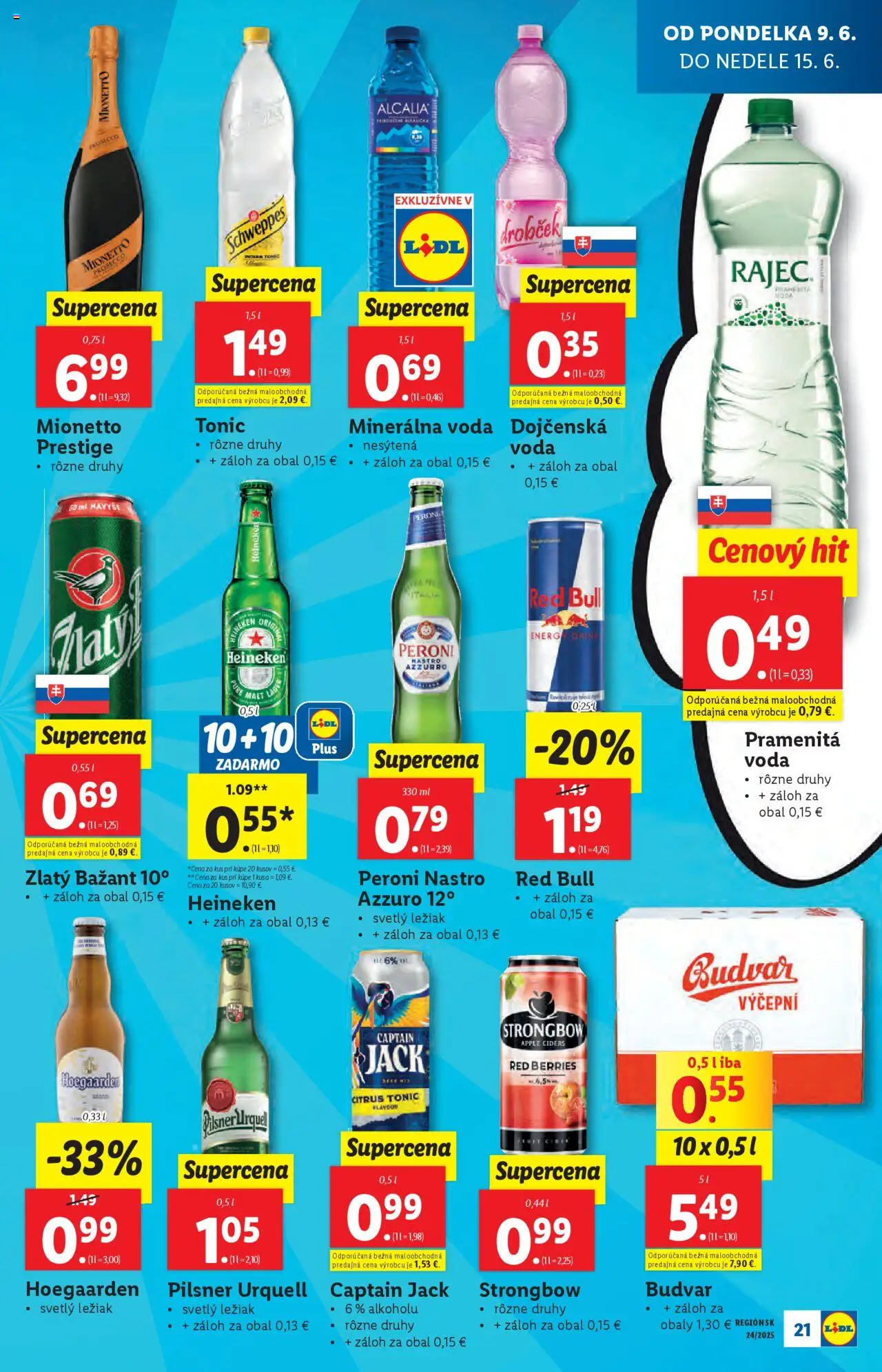 Lidl leták │ platný od 09.06.2025 | Strana: 25 | Produkty: Pilsner Urquell, Apple, Voda, Minerálna voda