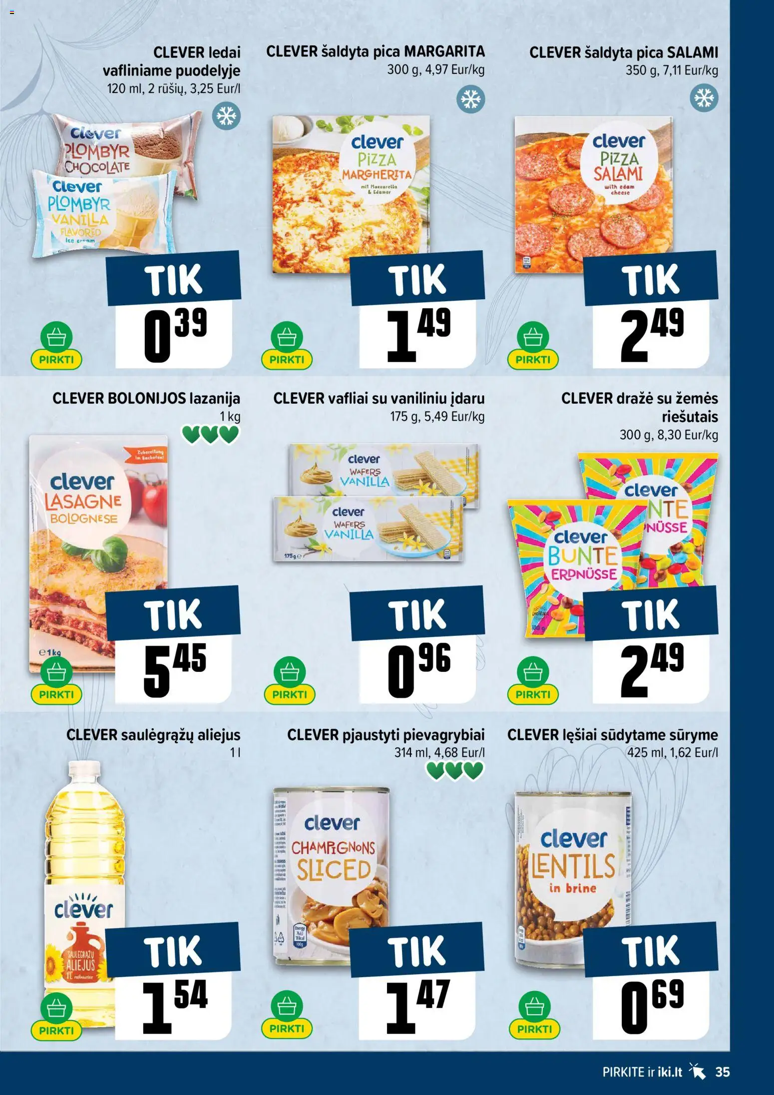 IKI akcijos nuo 13.04.2026 | Puslapis: 35 | Prekių: Pievagrybiai, Aliejus, Pica, Vafliai