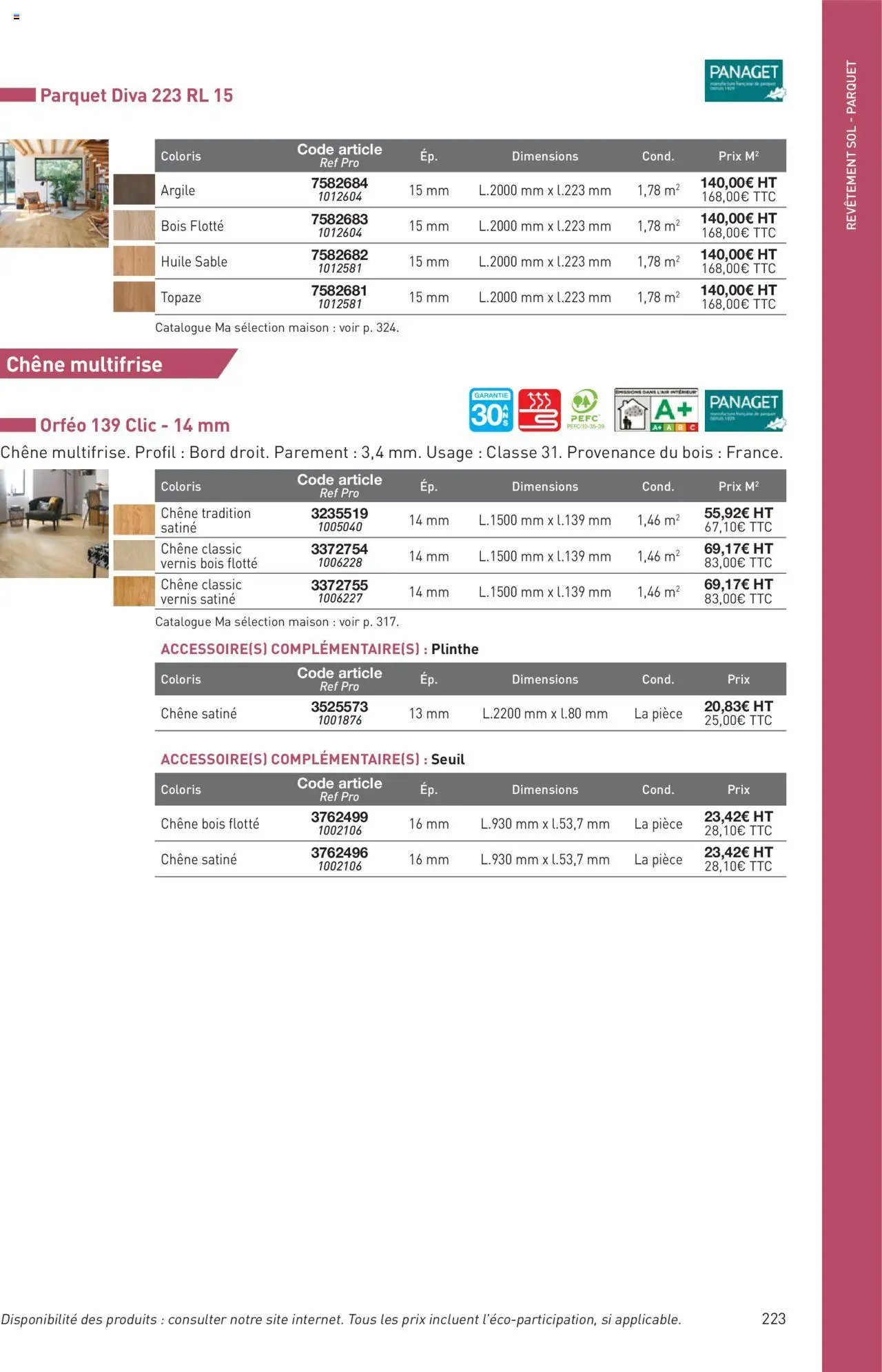  | Page: 223 | Produits: Plinthe, Argile, Parquet, Huile