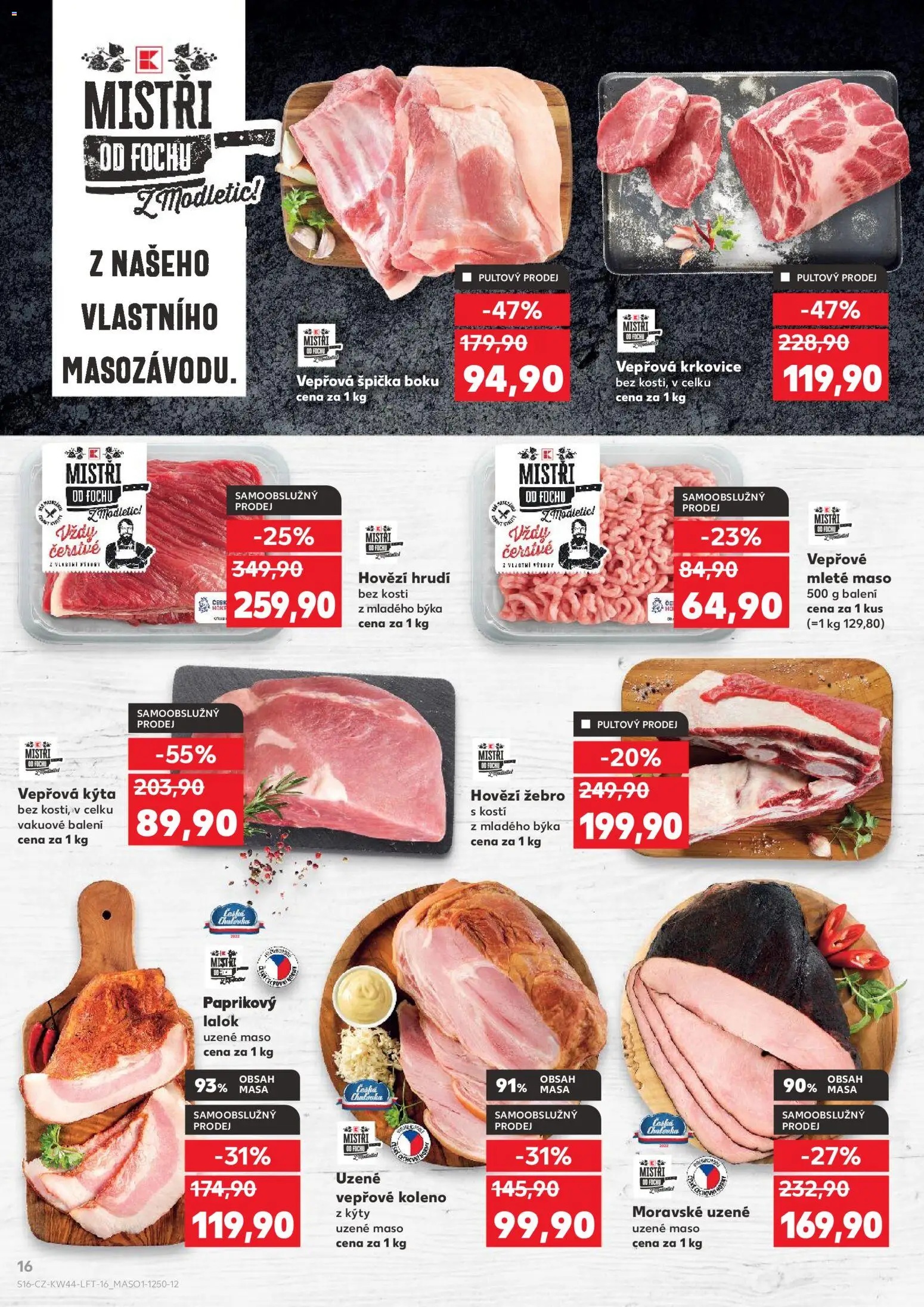 Kaufland leták - Kolín od 29.10.2025 | Strana: 16 | Produkty: Maso, Krkovice, Kýta, Vepřové koleno uzené