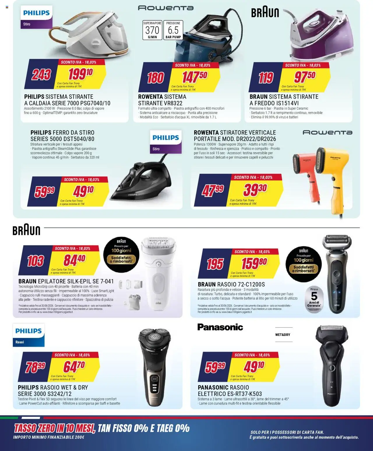 Volantino Trony del 02.10.2025 | Pagina: 23 | Prodotti: Stiratore verticale, Fan, Epilatore, Batteria