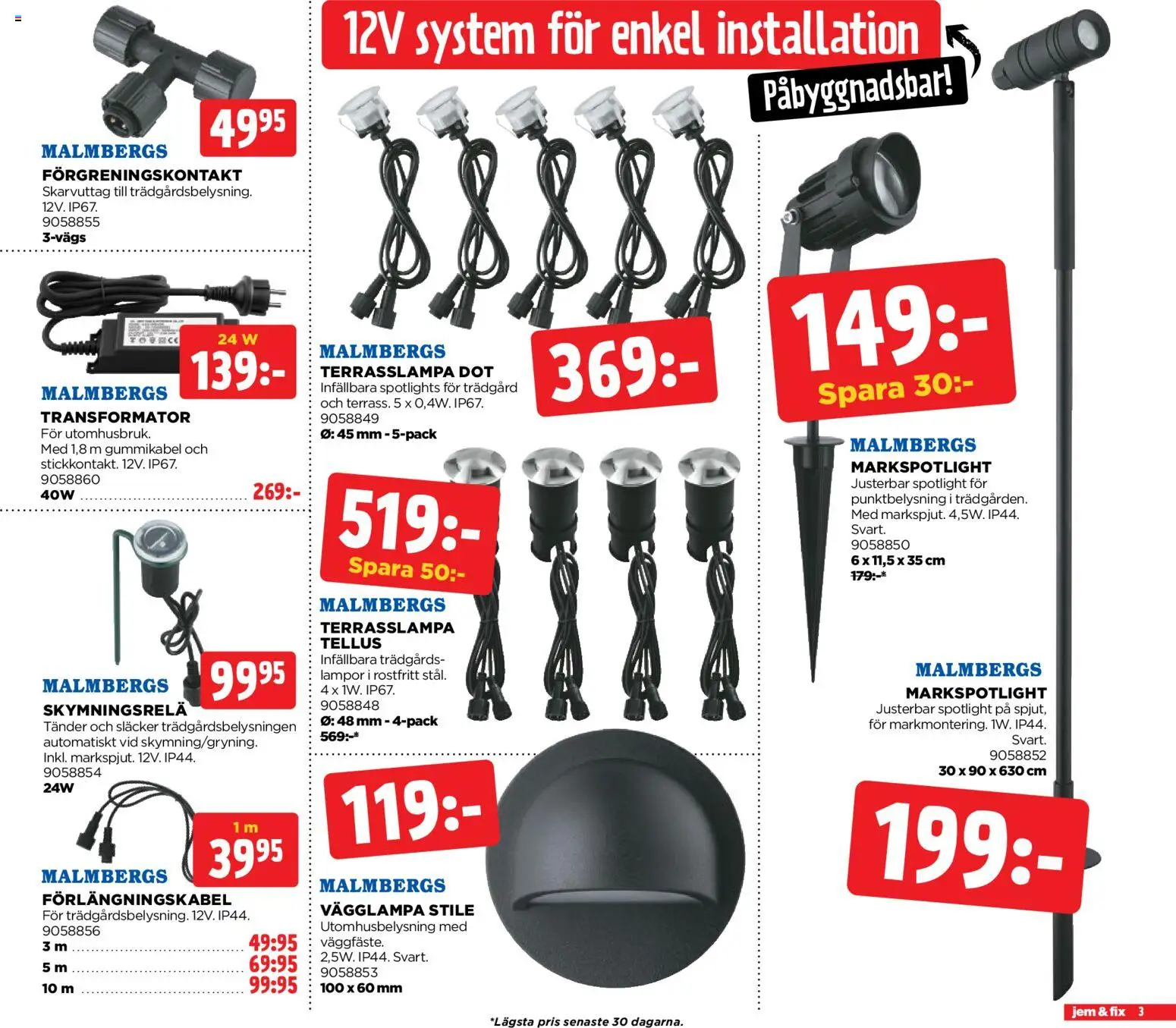Jem & Fix reklamblad aktuell från 02.03.2026 | Sida: 3 | Produkter: Te, Vägglampa