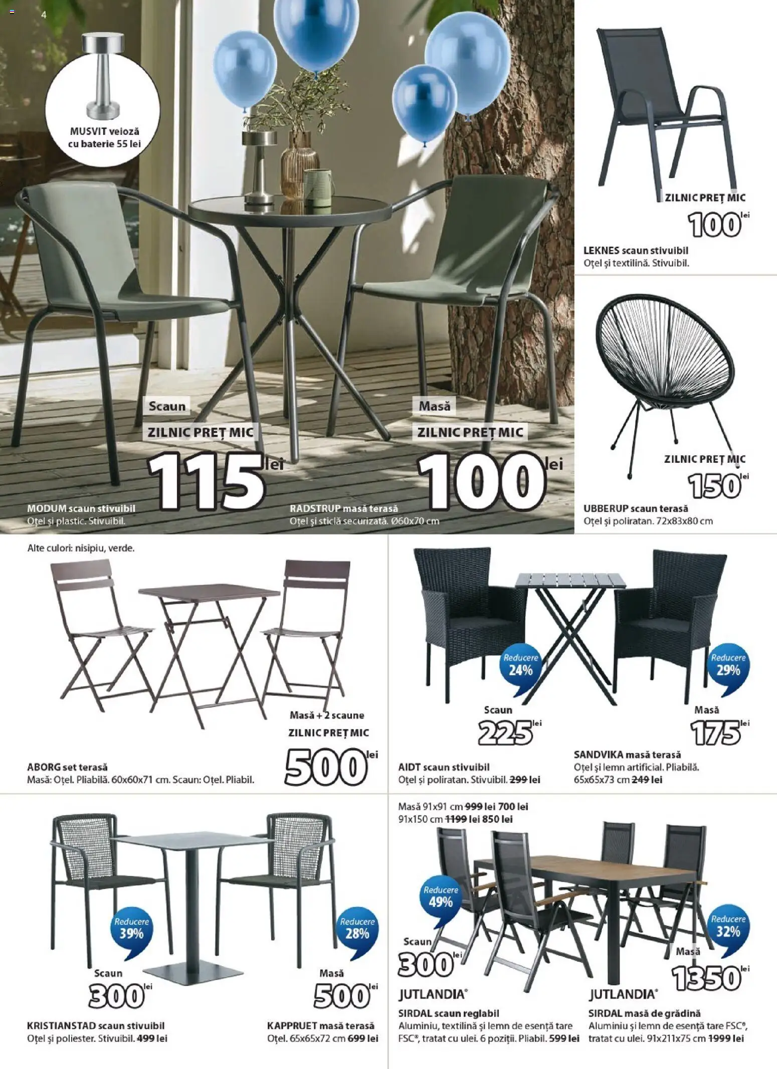 Noul catalog JYSK – valabil de la 25.03.2026 | Pagină: 4 | Produse: Masă, Scaun, Baterie, Veioză