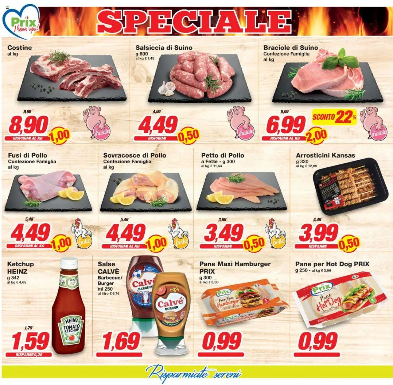 Volantino Prix del 08.08.2025 | Pagina: 8 | Prodotti: Petto di Pollo, Suino, Hamburger, Arrosticini