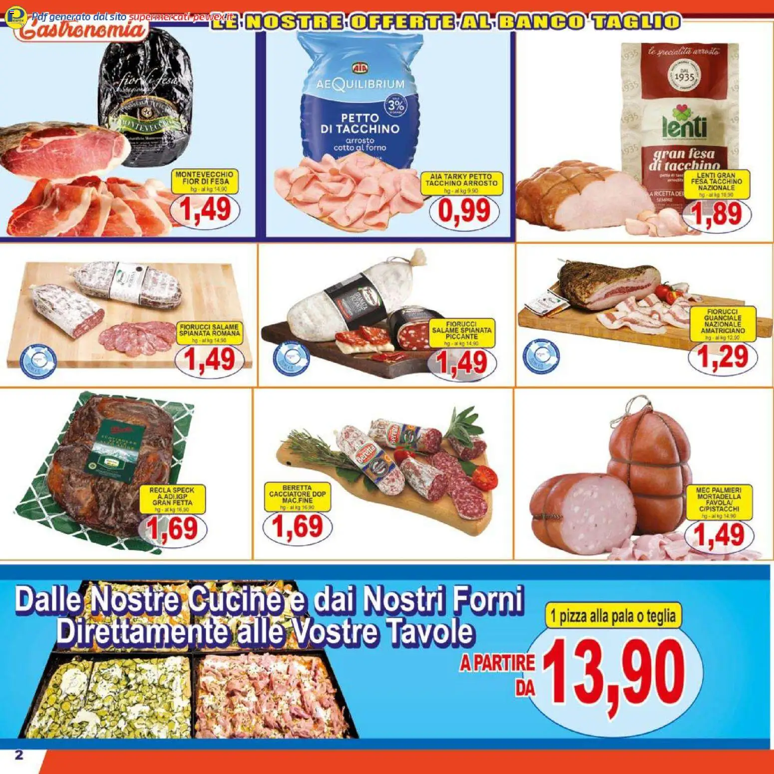 Volantino Pewex del 07.01.2026 | Pagina: 2 | Prodotti: Teglia, Salame, Tacchino, Mortadella