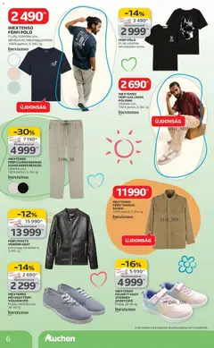Auchan Tavaszi textil ajánlataink - amely érvényes a következő dátumtól: 05.03.2026 | Oldal: 6 | Termékek: Sportcipő, Vászoncipő, Dzseki, Nadrág