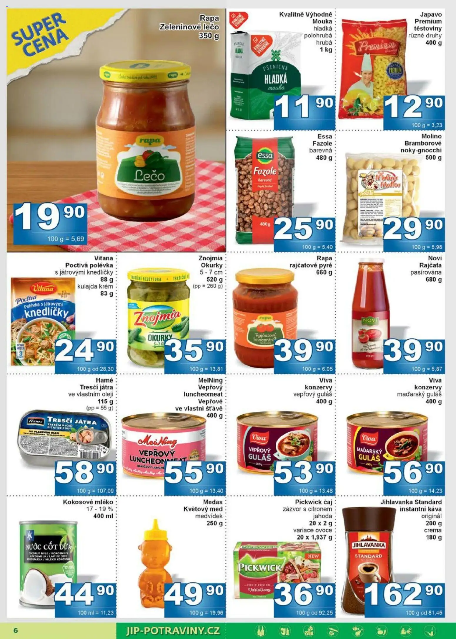 Jip leták od 28.01.2026 | Strana: 6 | Produkty: Rajčata, Instantní káva, Okurky, Mouka