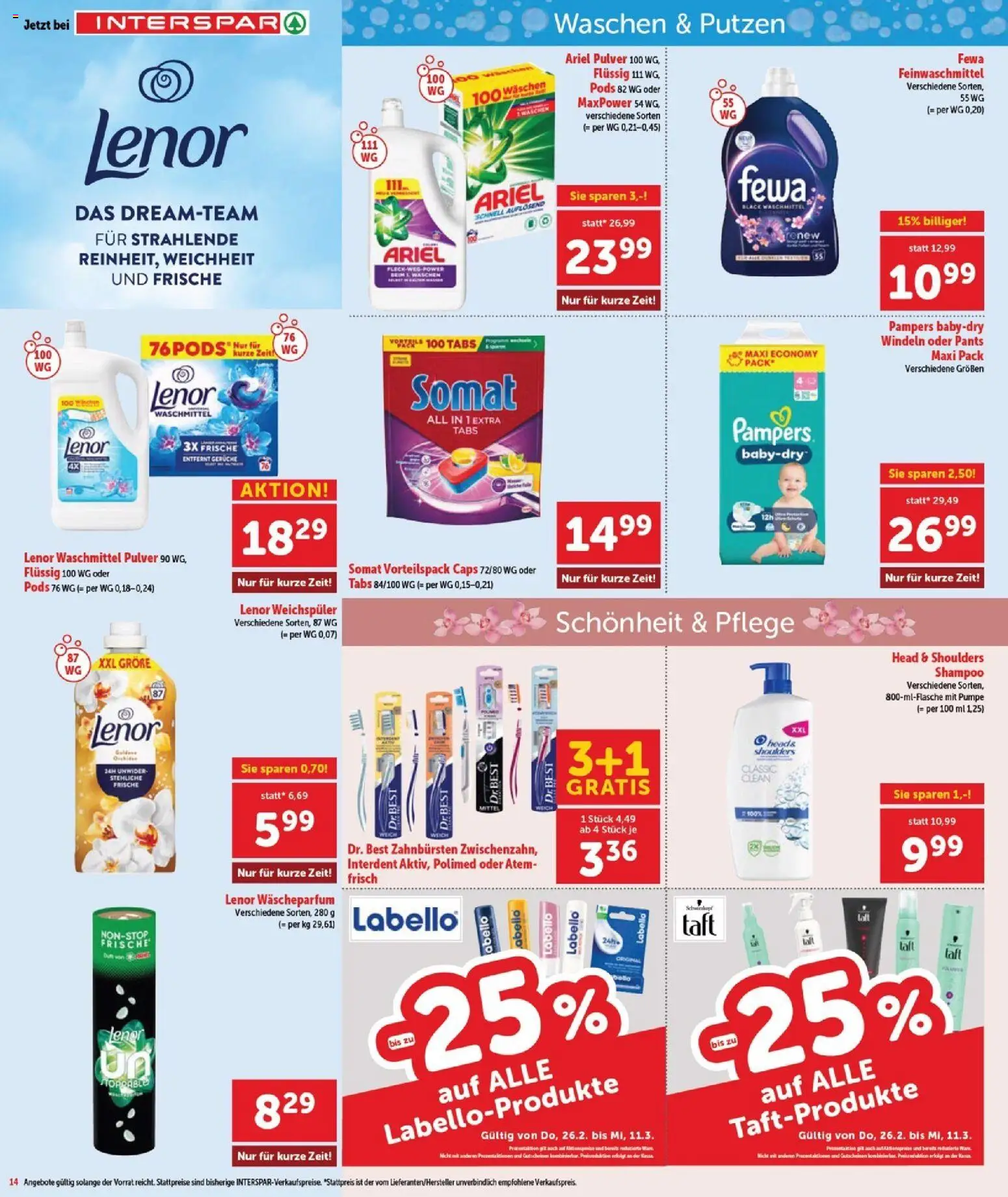 Interspar Flugblatt - Burgenland Sued gültig ab 26.02.2026 | Seite: 15 | Produkte: Pampers, Shampoo, Weichspüler, Waschmittel