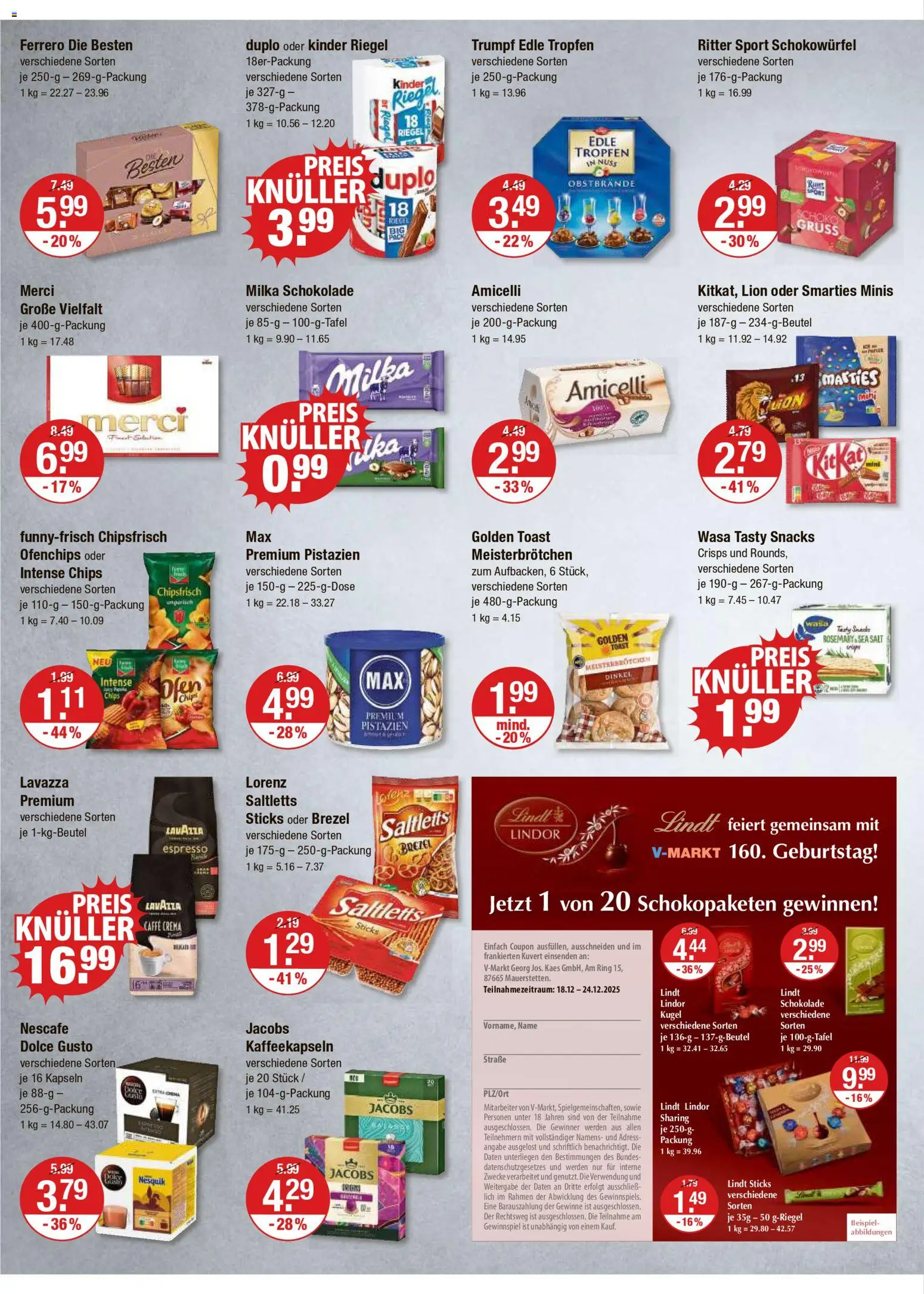 V-Markt - M&#252;nchen – gültig ab 18.12.2025 | Seite: 8 | Produkte: Lavazza, Ritter sport, Smarties, Lindt