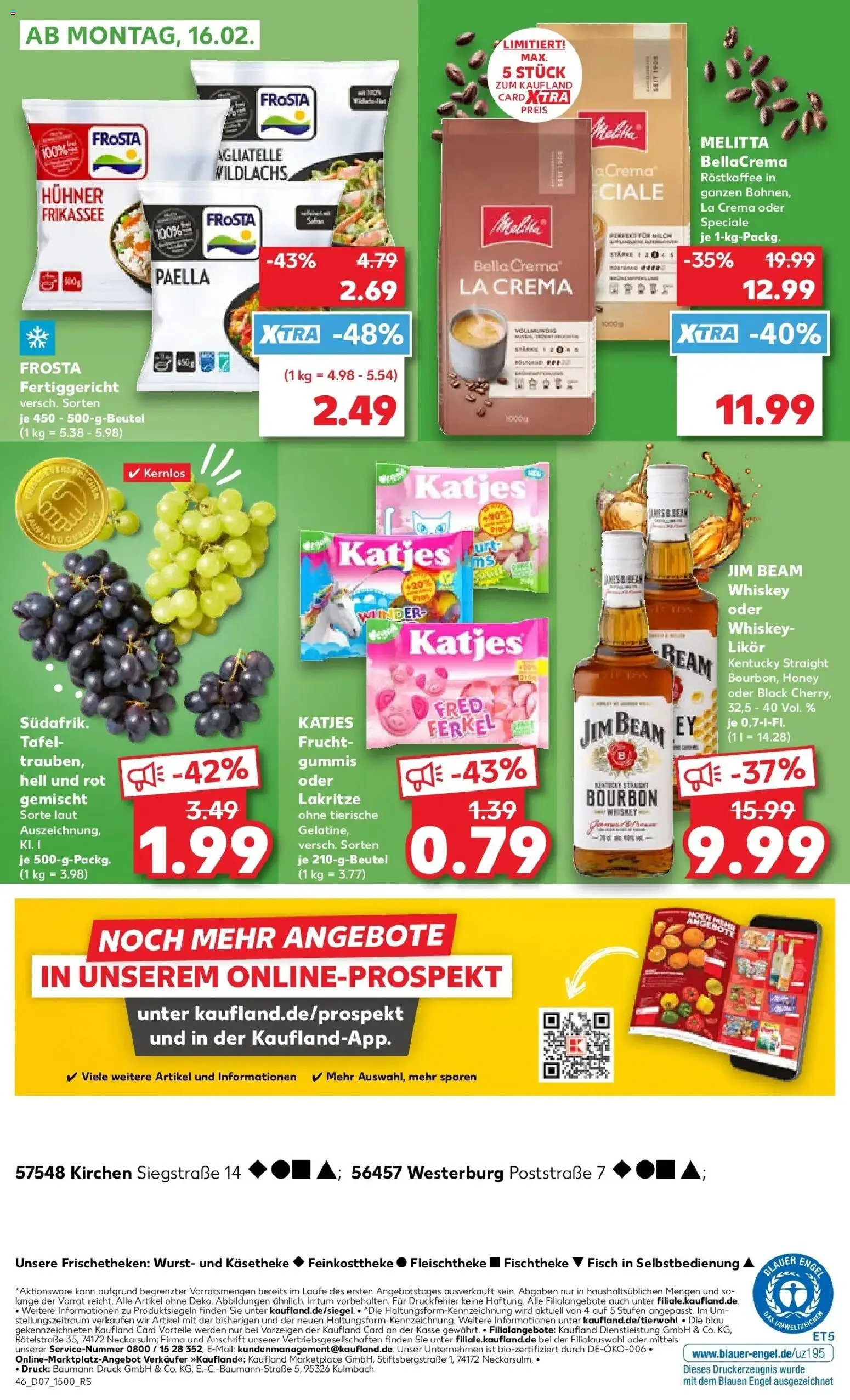 Kaufland prospekt Kirchen (Sieg)	 – gültig ab 12.02.2026 | Seite: 54 | Produkte: Melitta, Jim beam, Frosta, Whiskey