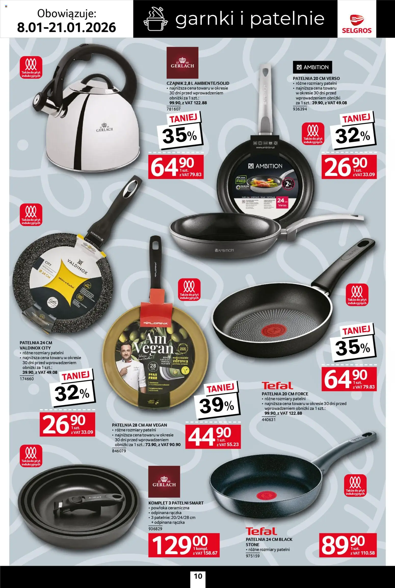 Selgros cash&carry Gazetka - Home&Deco od 08.01.2026 | Strona: 10 | Produkty: Czajnik, Garnki, Patelnia, Tefal
