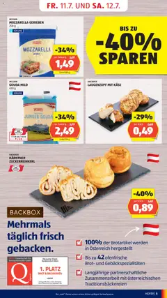 Hofer Flugblatt gültig ab 11.07.2025 | Seite: 7 | Produkte: Käse, Brot