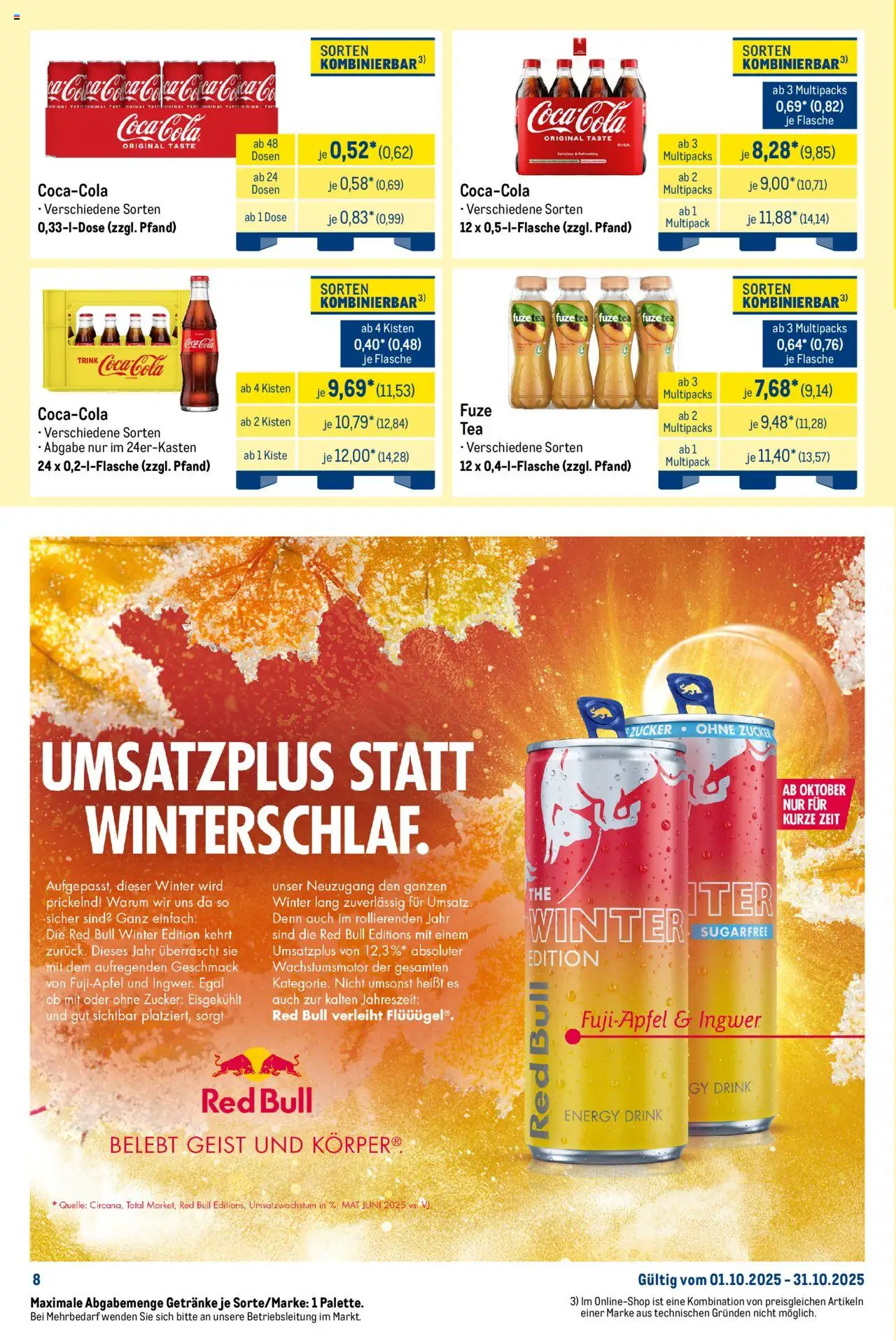 Metro Prospekt 	 – gültig ab 29.09.2025 | Seite: 12 | Produkte: Red bull, Cola, Energy, Zucker
