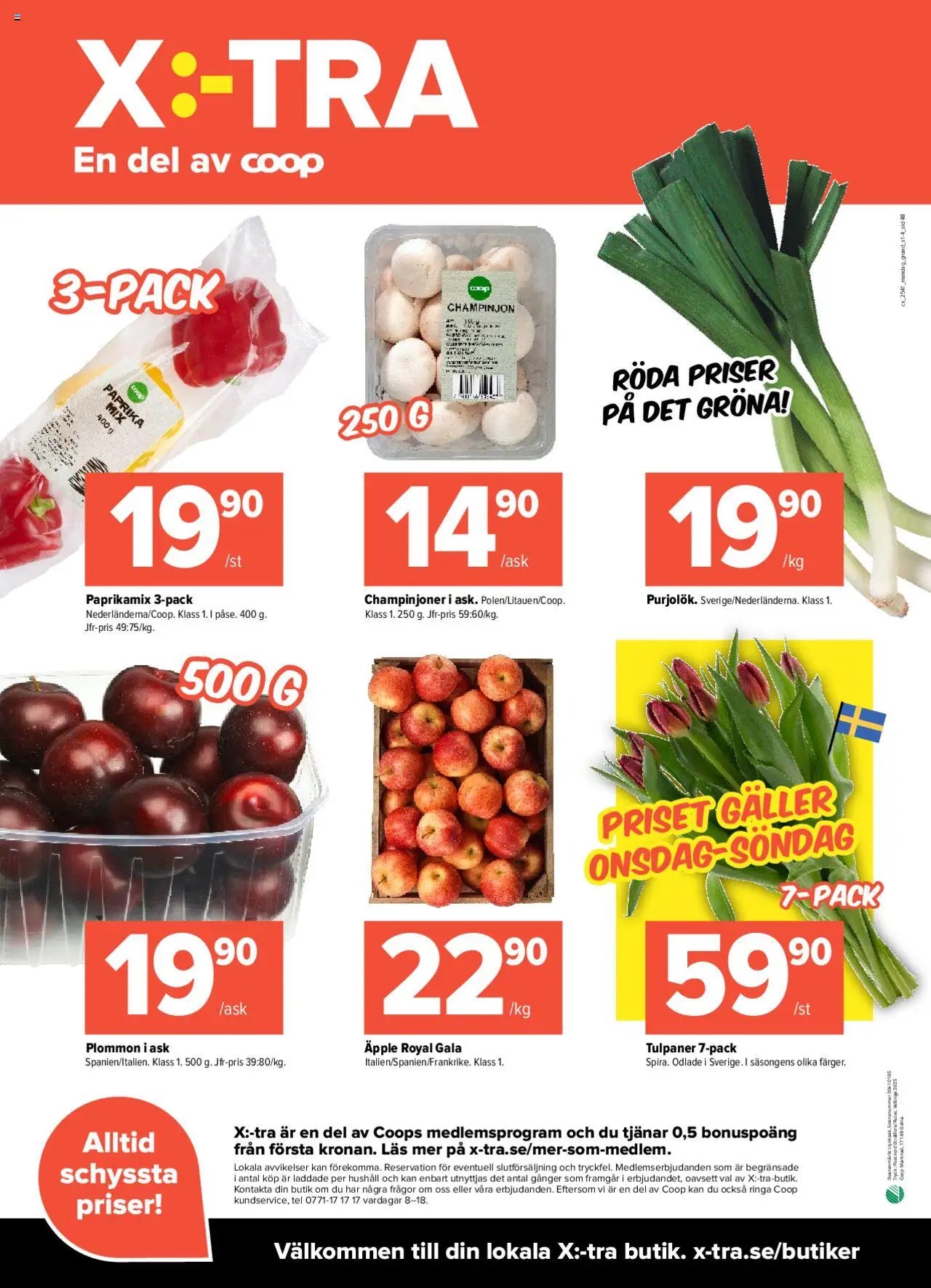 Coop X:-TRA reklamblad aktuell från 06.10.2025 | Sida: 4 | Produkter: Galler, Plommon, Champinjoner, Äpple