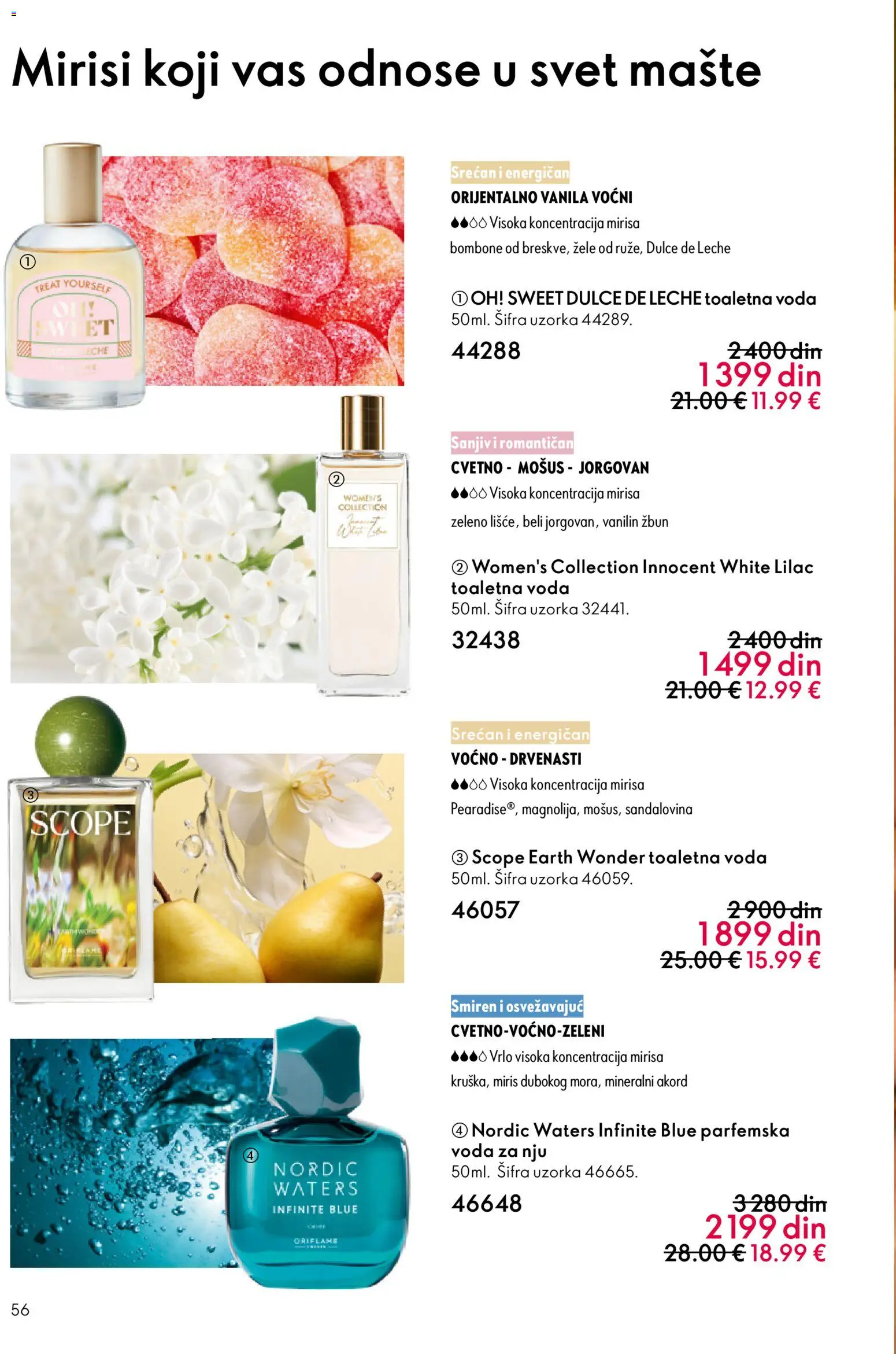 Oriflame katalog - važi od 19.11.2025 | Strana: 56 | Proizvode: Bombone, Miris, Toaletna voda, Voda