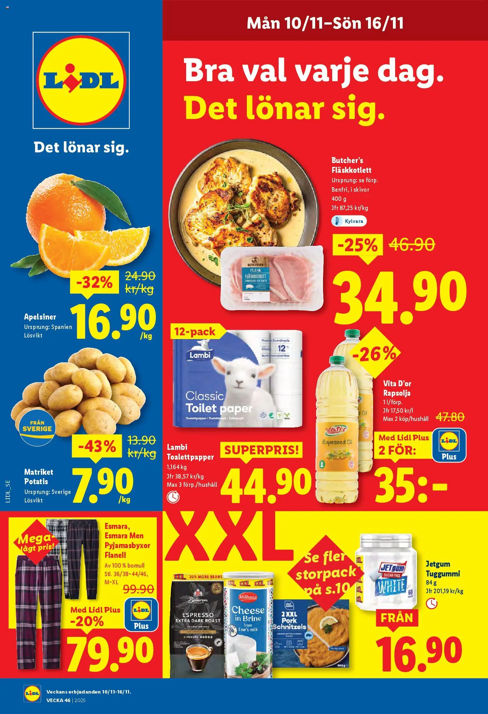 Lidl reklamblad aktuell från 10.11.2025 | Sida: 1 | Produkter: Fläsk, Apelsiner, Potatis, Tuggummi