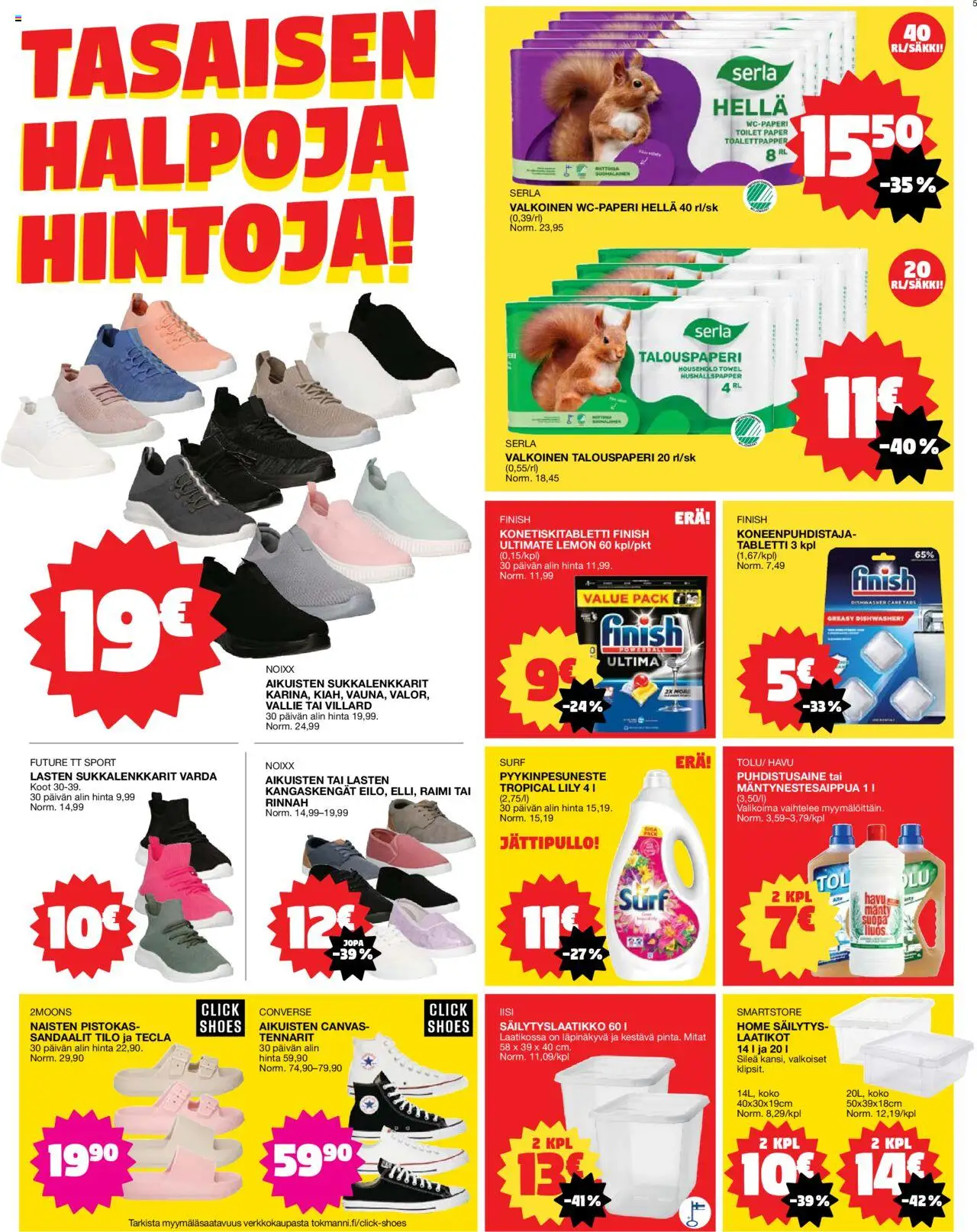  | Sivu: 5 | Tuotteet: Wc-paperi, Sandaalit, Tabletti, Puhdistusaine