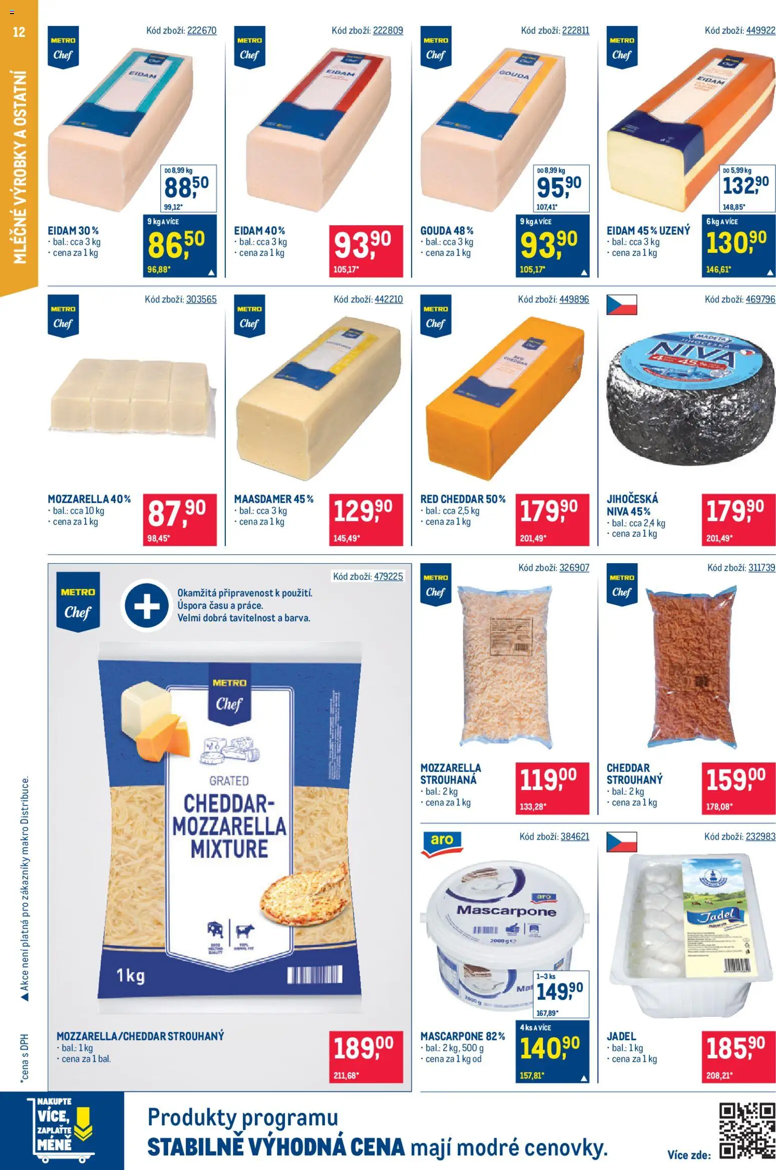 Makro leták - Gastronomie od 05.11.2025 | Strana: 12 | Produkty: Gouda, Maasdamer, Niva, Cheddar
