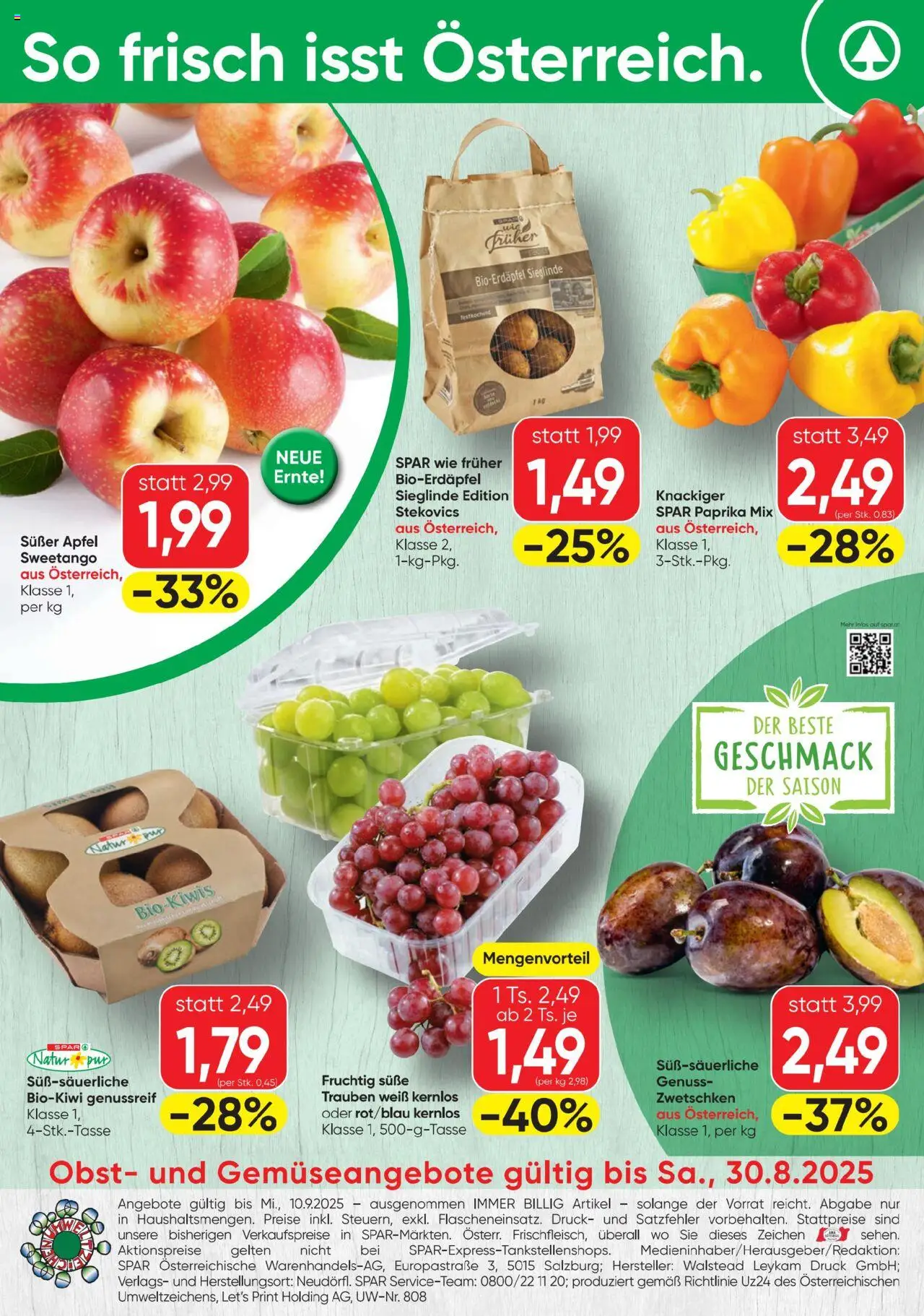 Spar Flugblatt gültig ab 28.08.2025 | Seite: 20 | Produkte: Obst, Äpfel