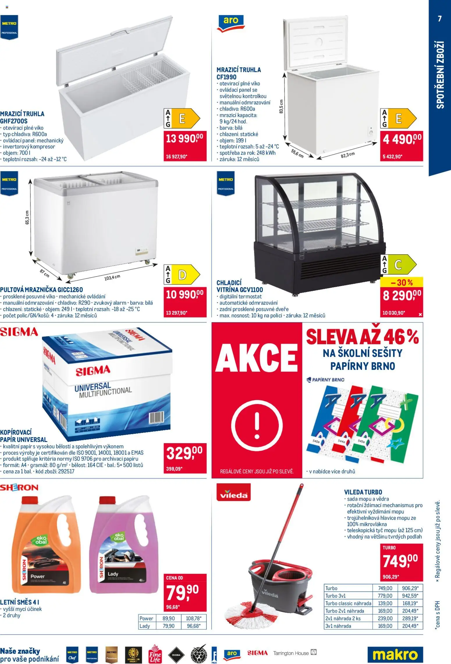 Makro leták - Nepotravinové zboží od 08.04.2026 | Strana: 7 | Produkty: Sešity, Vitrína, Kompresor, Truhla