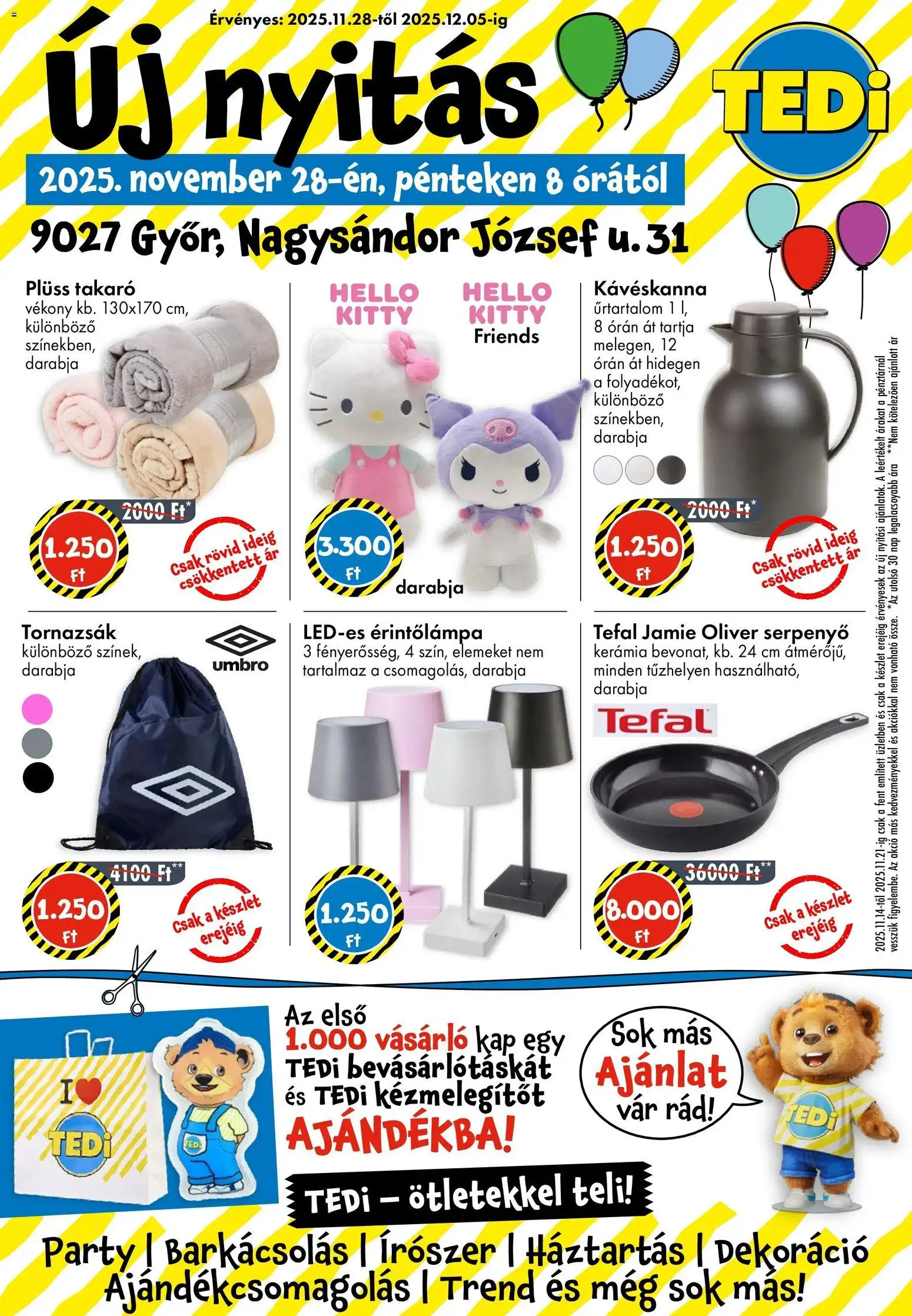 TEDi akciós ujság - amely érvényes a következő dátumtól: 28.11.2025 | Oldal: 1 | Termékek: Plüss, Takaró, Serpenyő, Dekoráció