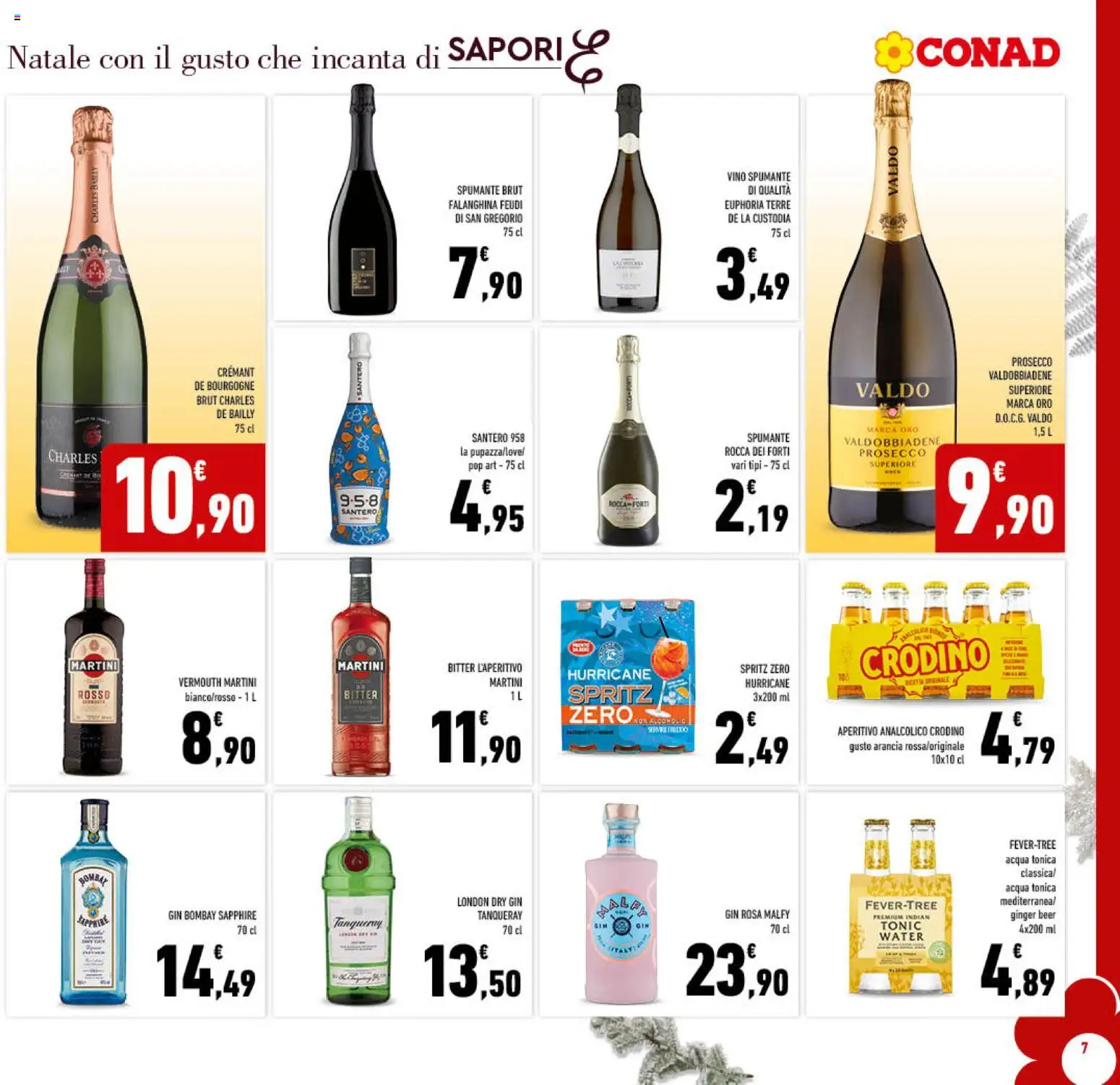 Volantino Conad del 10.12.2025 | Pagina: 7 | Prodotti: Prosecco, Acqua, Vino, Spumante