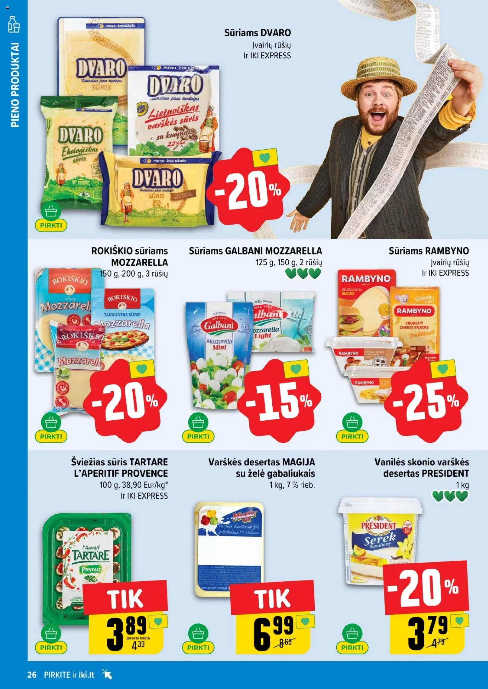 IKI akcijos nuo 26.01.2026 | Puslapis: 26 | Prekių: Varškės sūris, Sūris