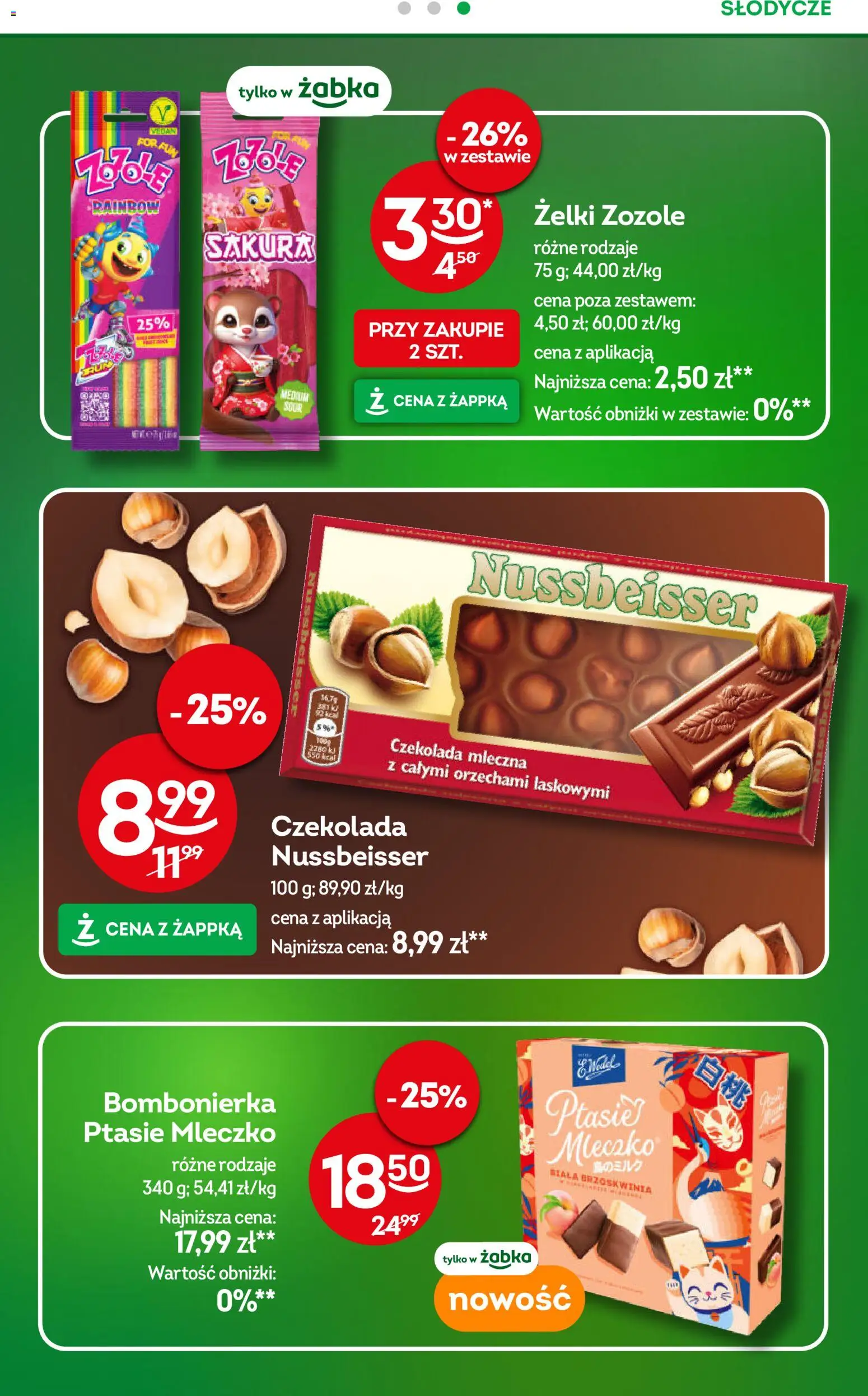 Żabka gazetka od 08.04.2026 | Strona: 26 | Produkty: Czekolada mleczna, Bombonierka, Ptasie mleczko, Żelki