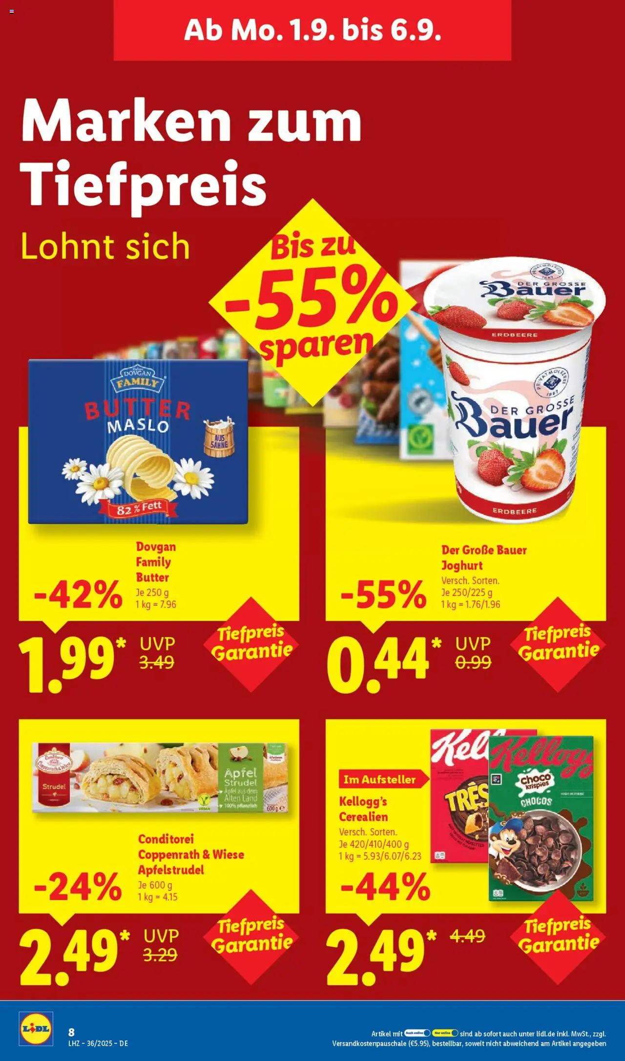 Lidl Prospekt Lüchow	 - gültig ab dem 01.09.2025 | Seite: 16 | Produkte: Butter, Joghurt, Bauer joghurt, Sahne