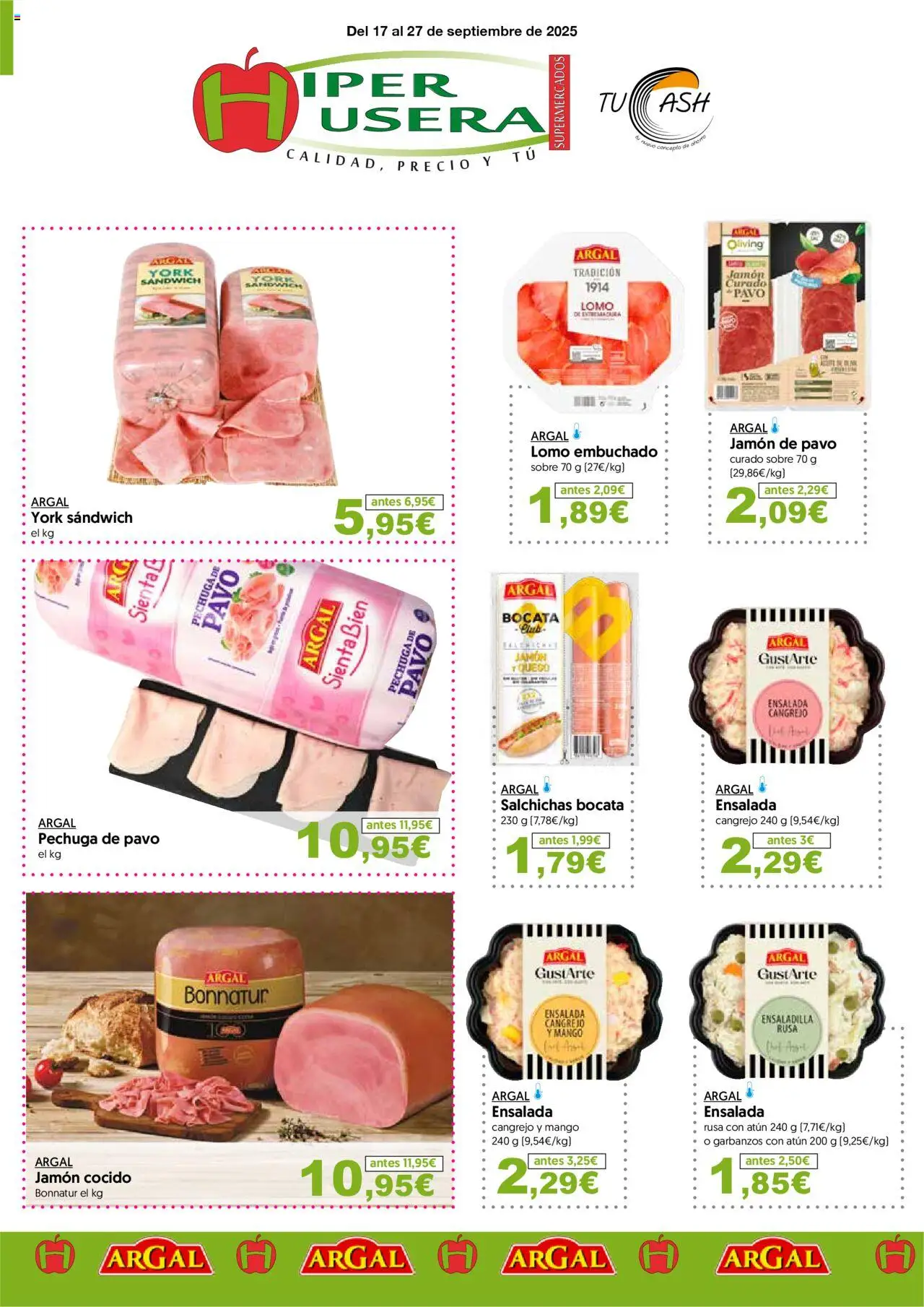 Hiper Usera folleto │ válido desde el 17.09.2025 | Página: 1 | Productos: Ensaladilla, Queso, Jamón, Ρούτερ
