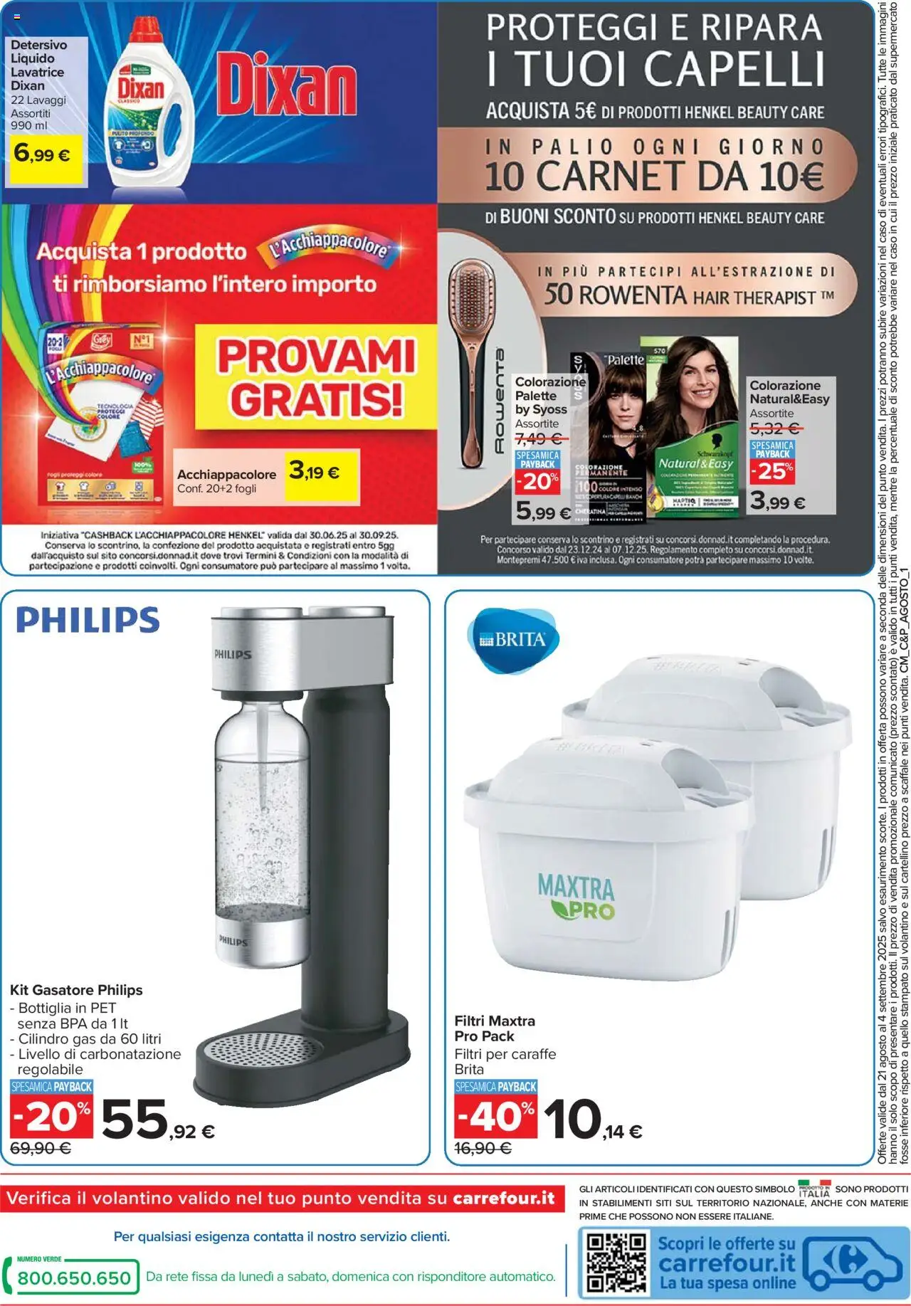 Volantino Carrefour del 21.08.2025 | Pagina: 16 | Prodotti: Gasatore, Lavatrice, Scaffale, Bottiglia