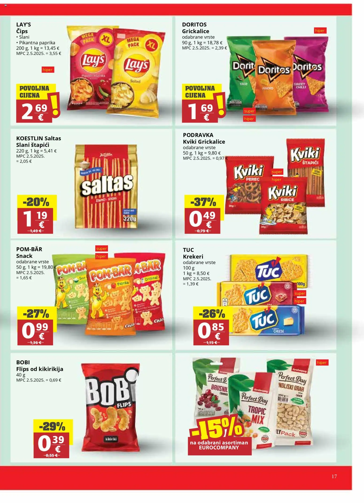 Ultra Gros katalog | vrijedi od 18.03.2026 | Stranica: 17 | Proizvodi: Flips, Paprika, Čips, Kikiriki