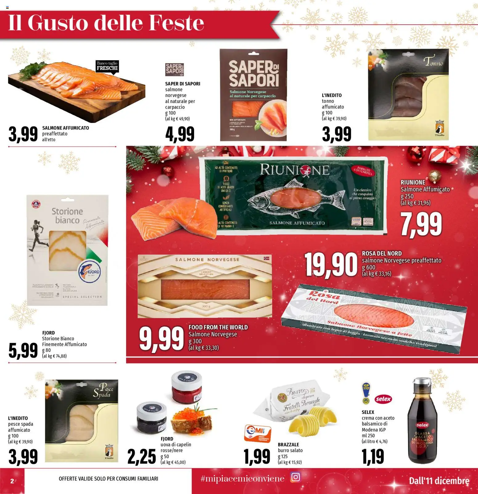 Volantino EMI del 11.12.2025 | Pagina: 2 | Prodotti: Salmone, Burro, Glassa, Pesce spada