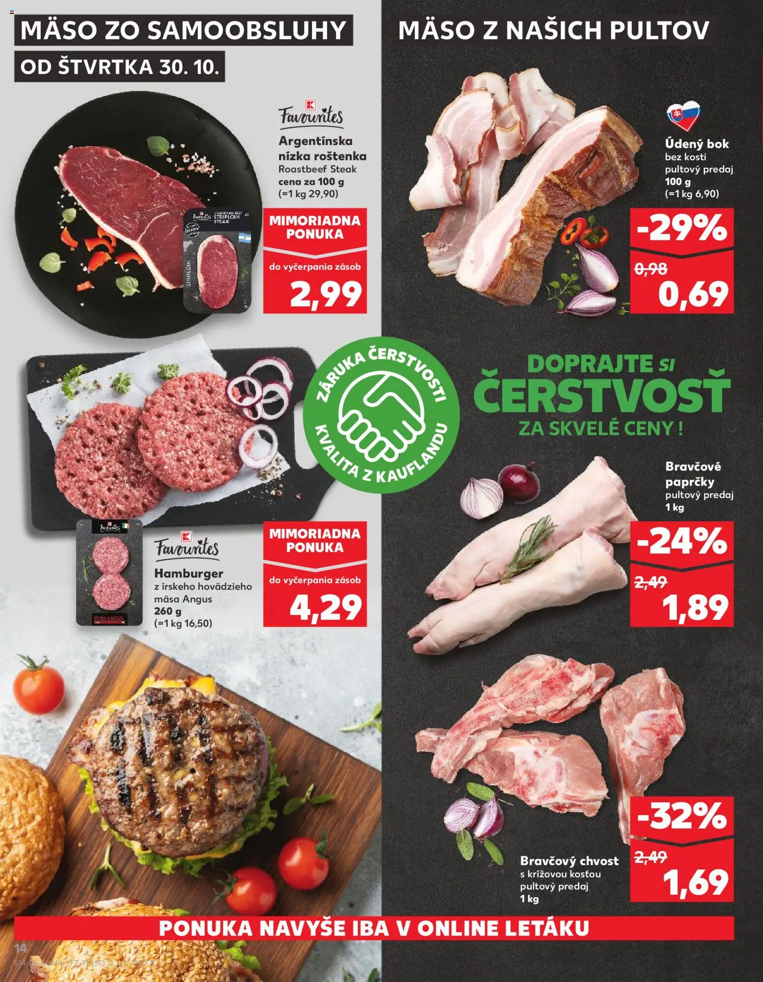 Kaufland SK akciós ujság - amely érvényes a következő dátumtól: 30.10.2025 | Oldal: 14 | Termékek: Hamburger