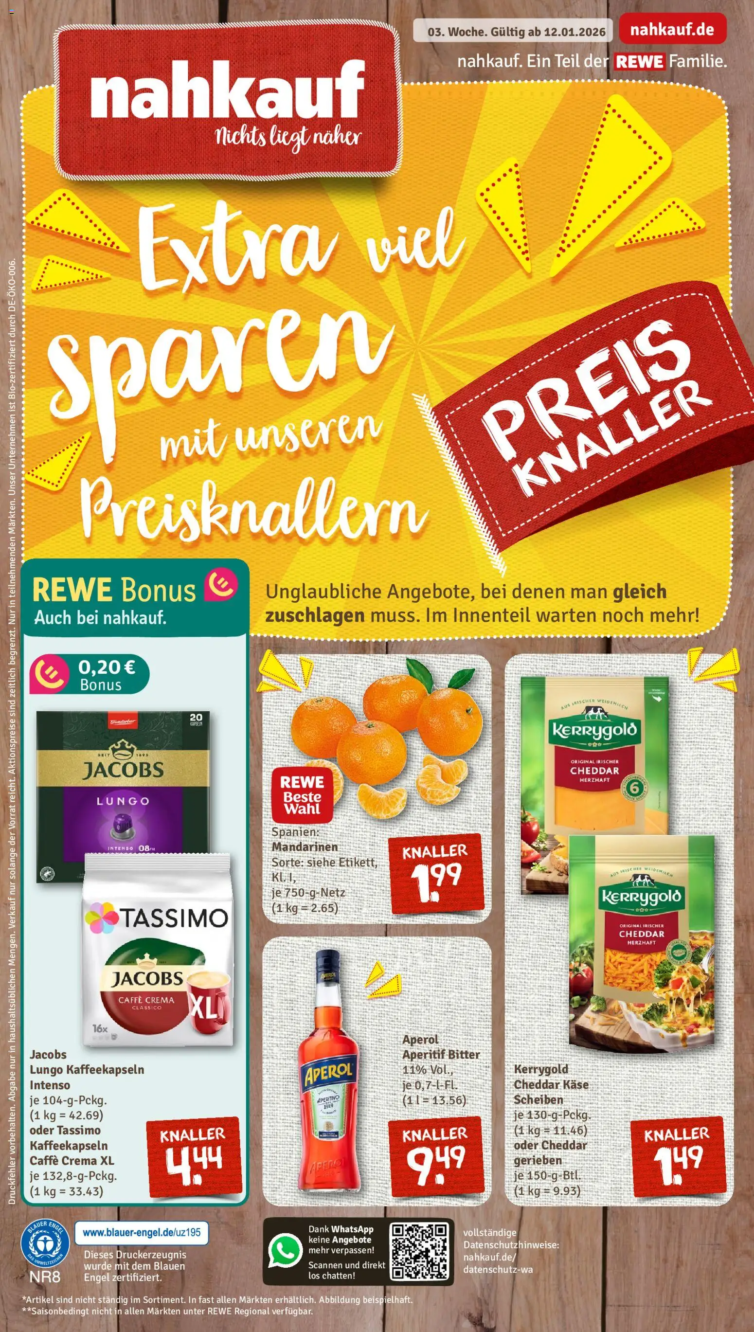 Nahkauf Prospekt – gültig ab 11.01.2026 | Seite: 1 | Produkte: Käse, Mandarinen, Aperol, Tassimo