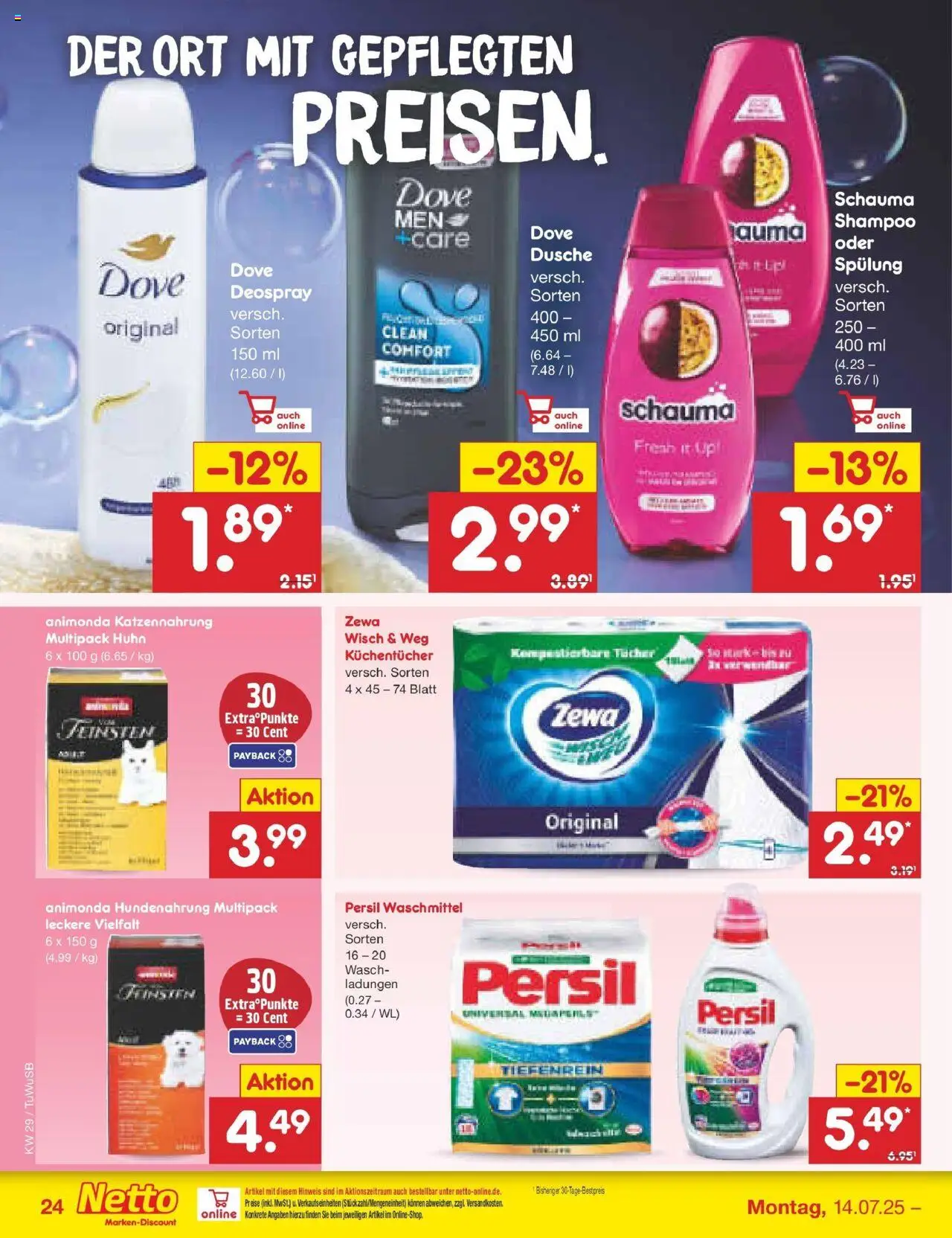 Netto Marken-Discount prospekt Calw-Stammheim	 - gültig ab dem 13.07.2025 | Seite: 38 | Produkte: Dusche, Zewa, Waschmittel, Persil