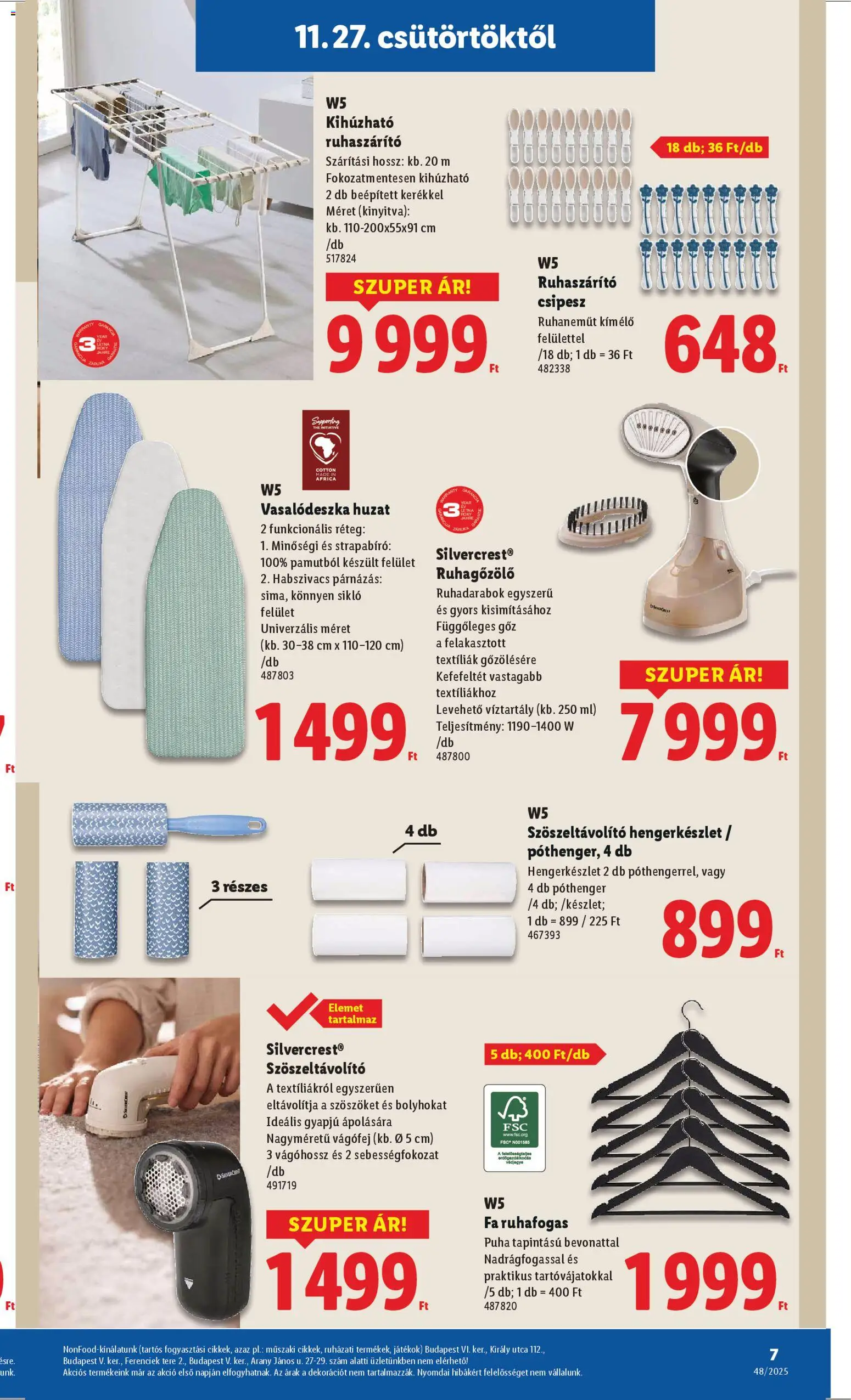 Lidl akciós ujság - amely érvényes a következő dátumtól: 27.11.2025 | Oldal: 7 | Termékek: Roller, Játékok, Vasalódeszka, Ruhaszárító