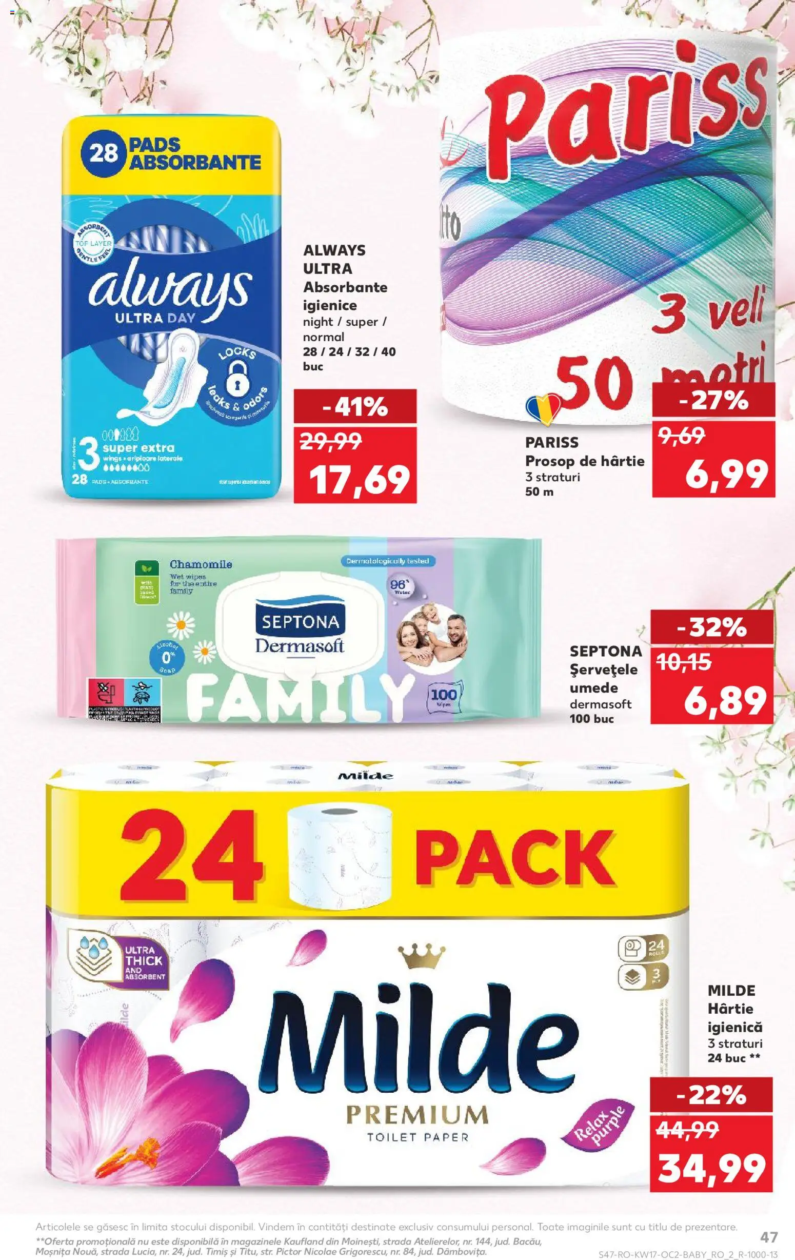 Noul catalog Kaufland – valabil de la 22.04.2026 | Pagină: 47 | Produse: Șervețele umede, Absorbante