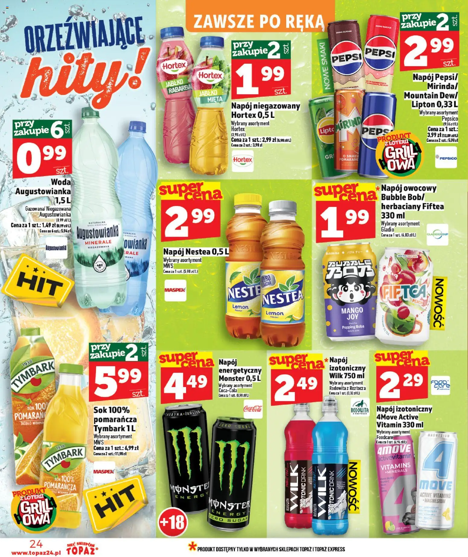 Topaz gazetka - Ceny małe na stałe od 16.04.2026 | Strona: 24 | Produkty: Mango, Grill, Mięta, Sok
