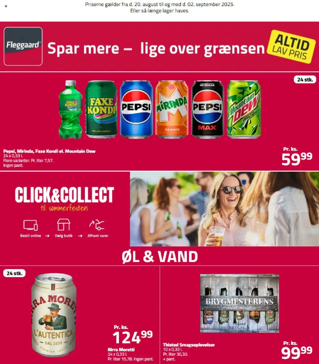 Fleggaard Tilbudsavis gyldig fra 20.08.2025 | Side: 1 | Produkter: Øl, Faxe Kondi, Pepsi