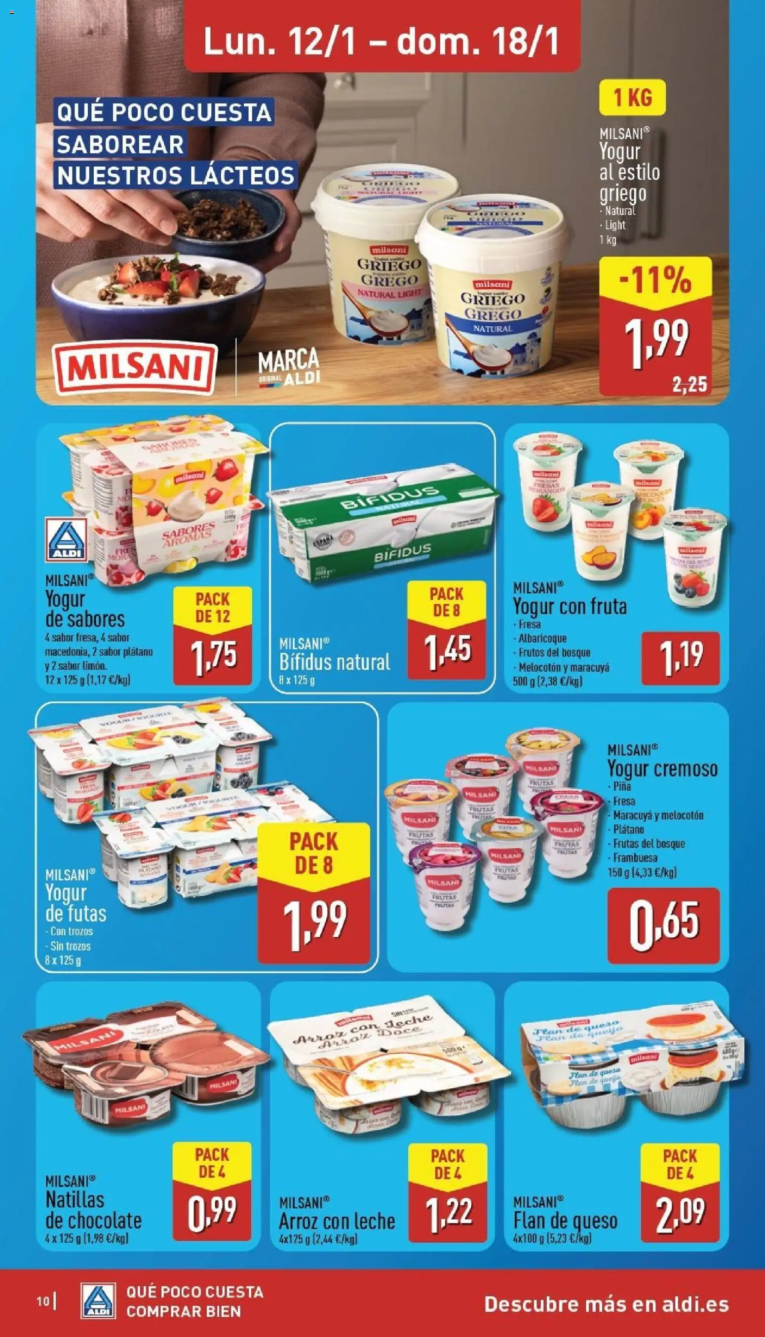 Aldi folleto Baleares │ válido desde el 12.01.2026 | Página: 10 | Productos: Queso, Yogur, Piña, Αποφλοιωτής σκόρδου