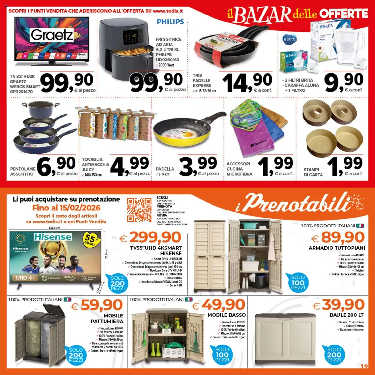 Volantino Todis del 22.01.2026 | Pagina: 19 | Prodotti: Schermo, Mobile, smart TV, Pattumiera