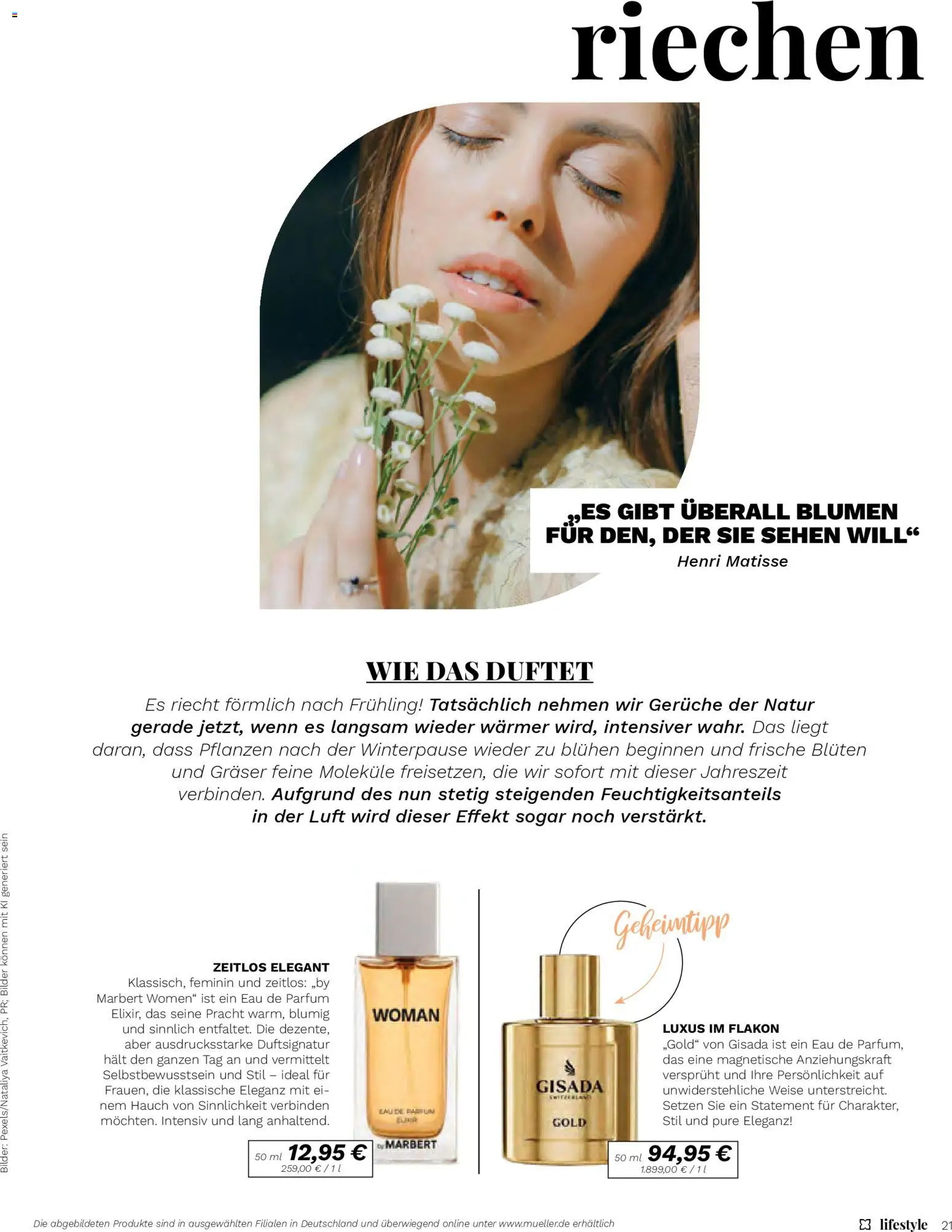 Müller Lifestyle – gültig ab 12.03.2026 | Seite: 21 | Produkte: Blumen, Parfüm, Bilder, Eau de Parfum