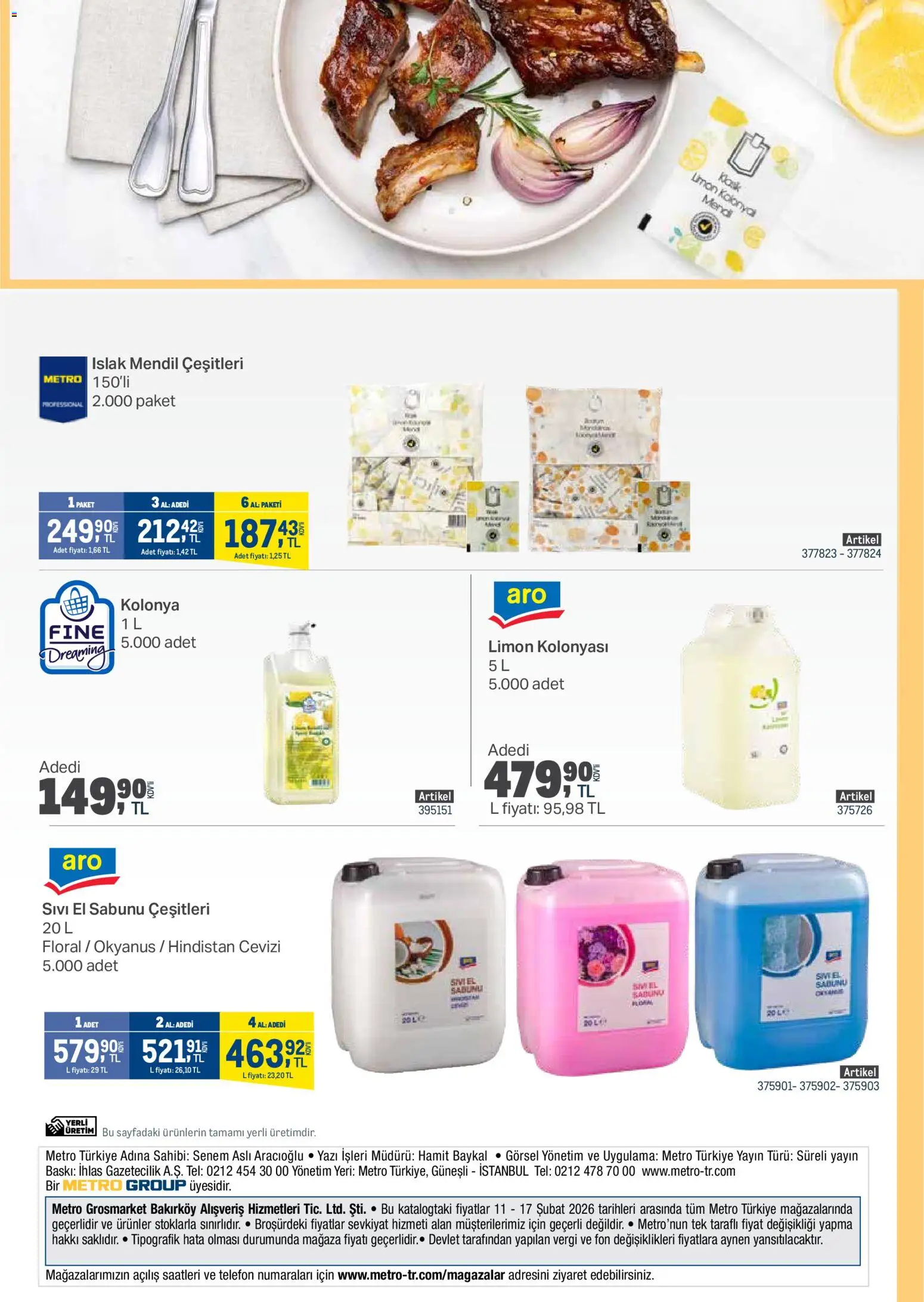 Metro - Et & Tavuk & Köfte Restoranları - 11.02.2026 tarihinden itibaren geçerlidir | Sayfa: 27 | Ürünler: Mendil, Hindistan Cevizi, Limon, Telefon