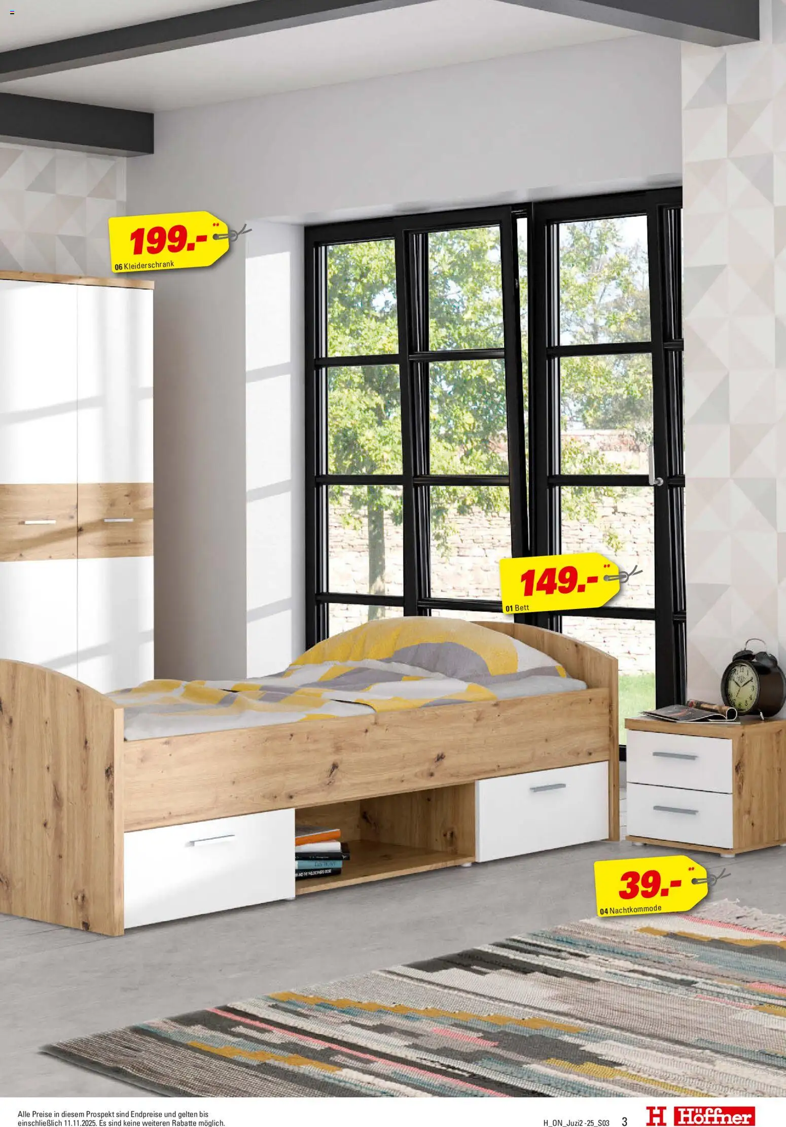 Höffner Jugendzimmer Spezial – gültig ab 29.10.2025 | Seite: 3 | Produkte: Bett, Kleiderschrank
