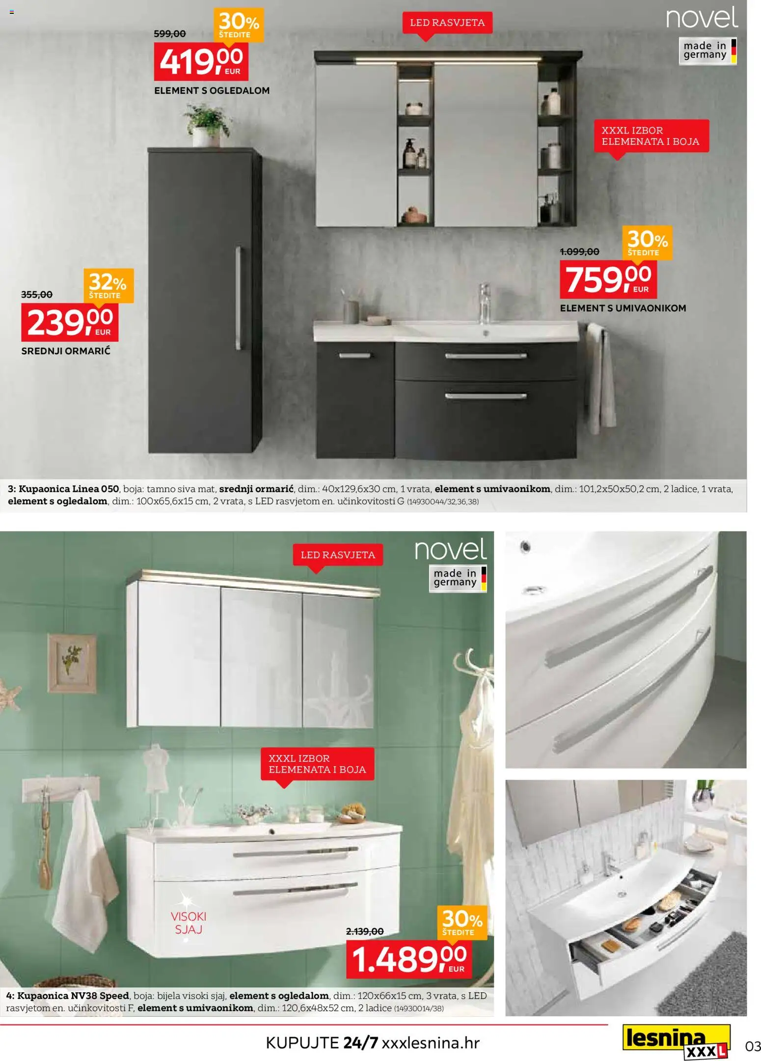Lesnina katalog | vrijedi od 01.04.2026 | Stranica: 3 | Proizvodi: Kupaonica, Rasvjeta, Ladice