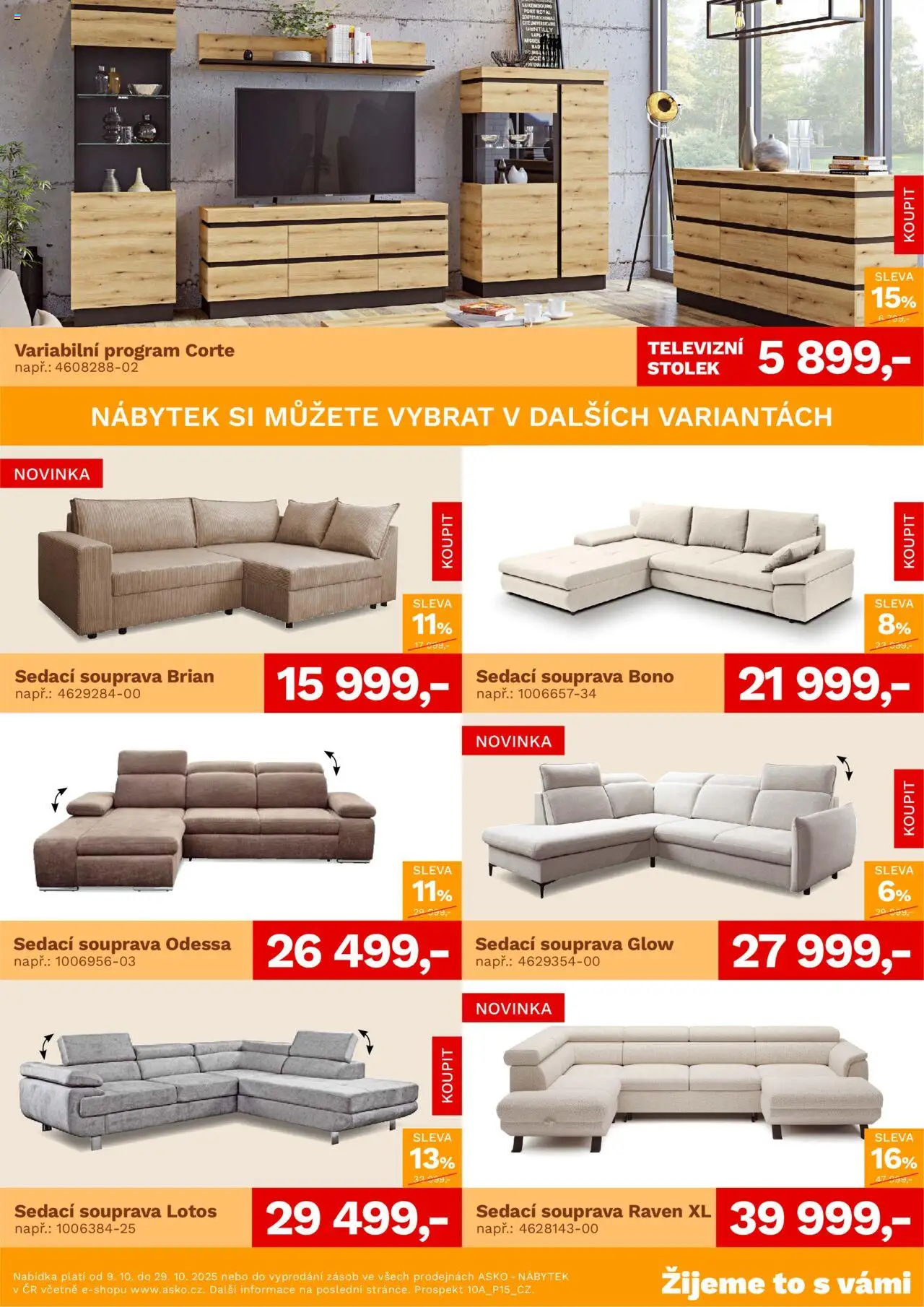 ASKO nábytek leták od 09.10.2025 | Strana: 2 | Produkty: Sedací souprava, Nábytek, Stolek